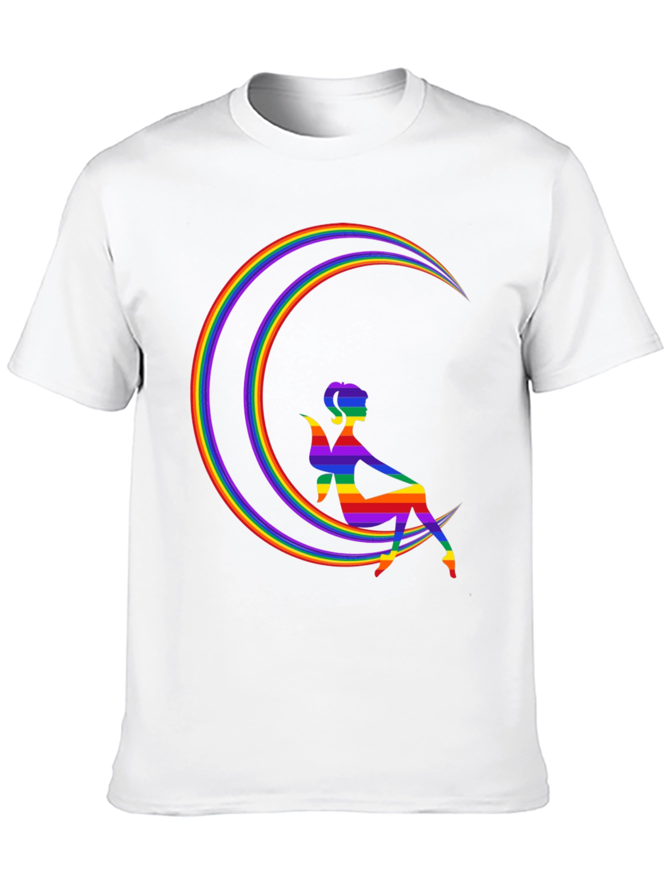 Black Rainbow Fairy on Moon Graphic Tee view 10