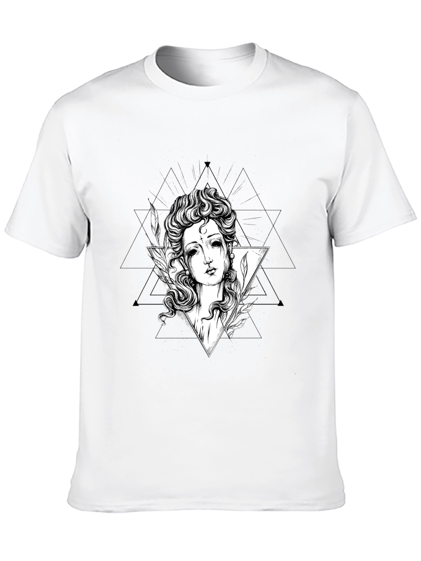 Black Gothic Goddess Graphic Tee - Black Cotton T-Shirt view 10
