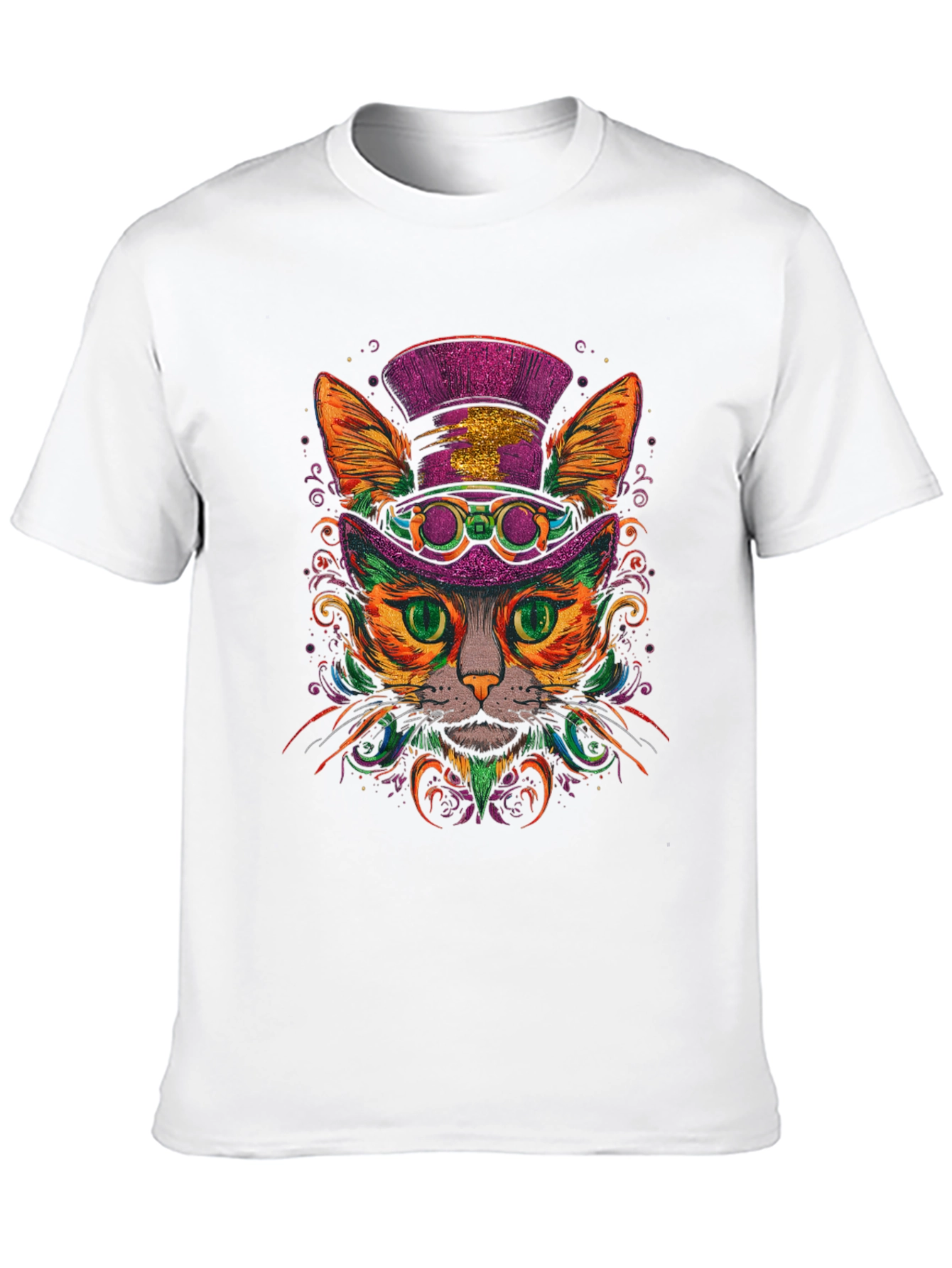 Black Steampunk Cat Graphic Tee view 10