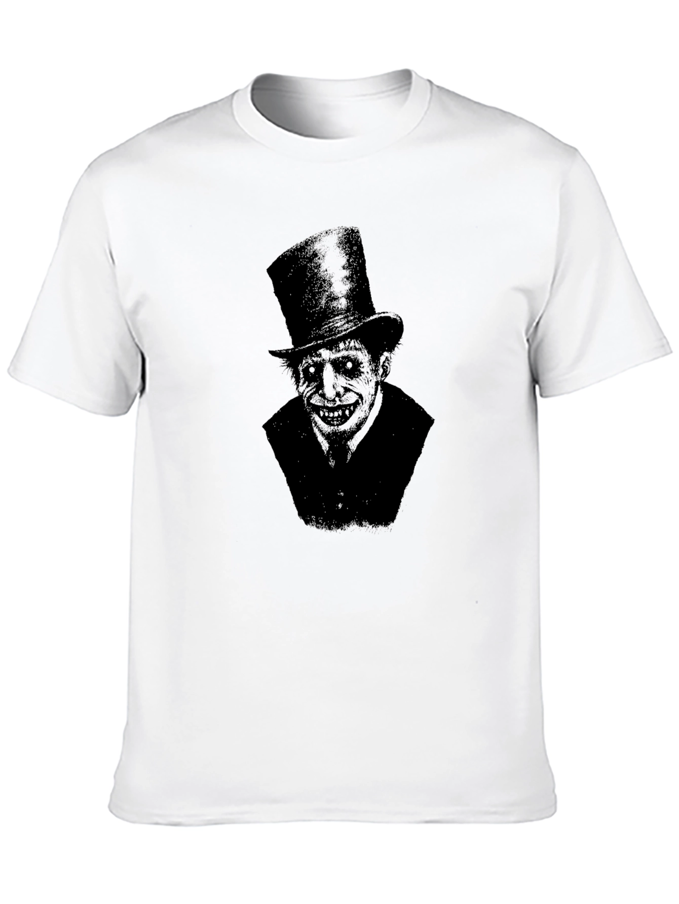Black Creepy Top Hat Man Graphic T-Shirt - Black view 10