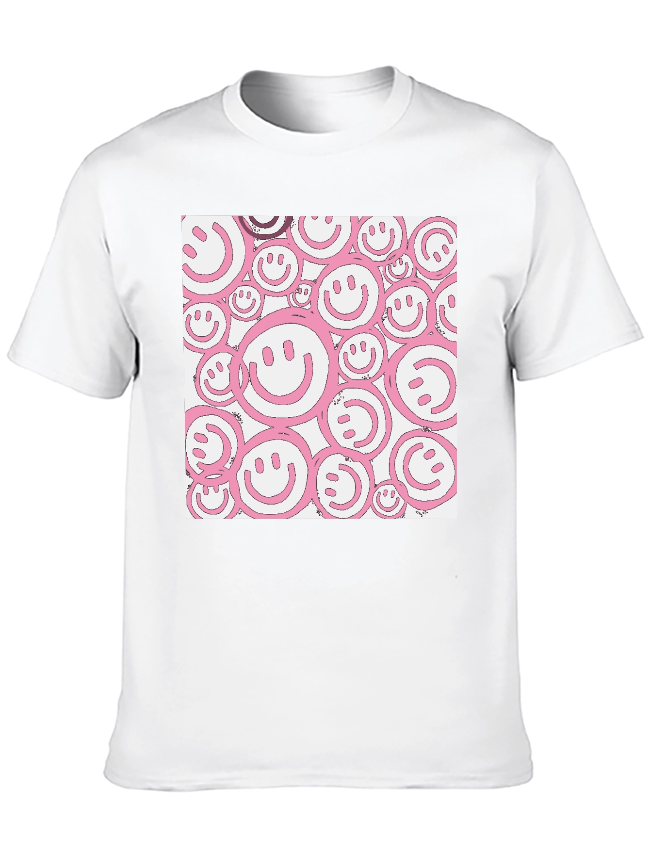 Black Pink Smiley Face Graphic Black T-Shirt view 10