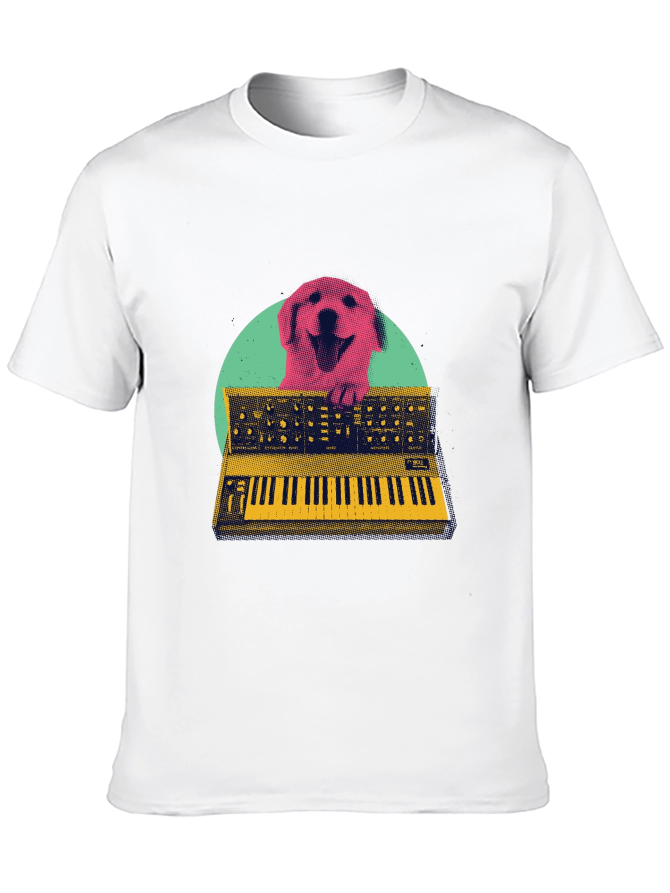 Black Retro Dog Synthesizer T-Shirt - Music Lover Tee view 10
