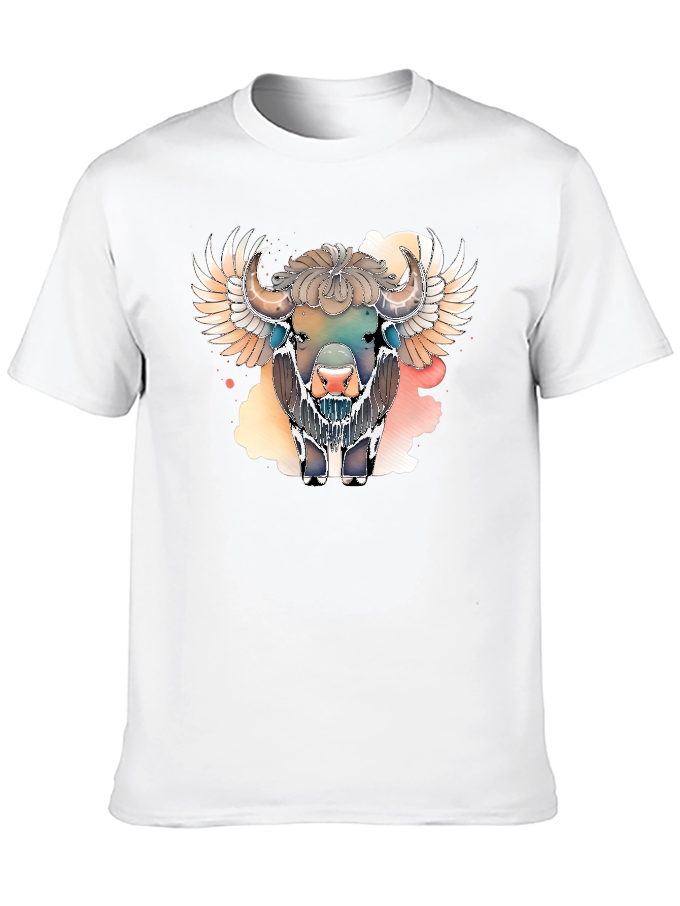 Black Winged Bison Graphic Tee - Black Cotton Blend view 10