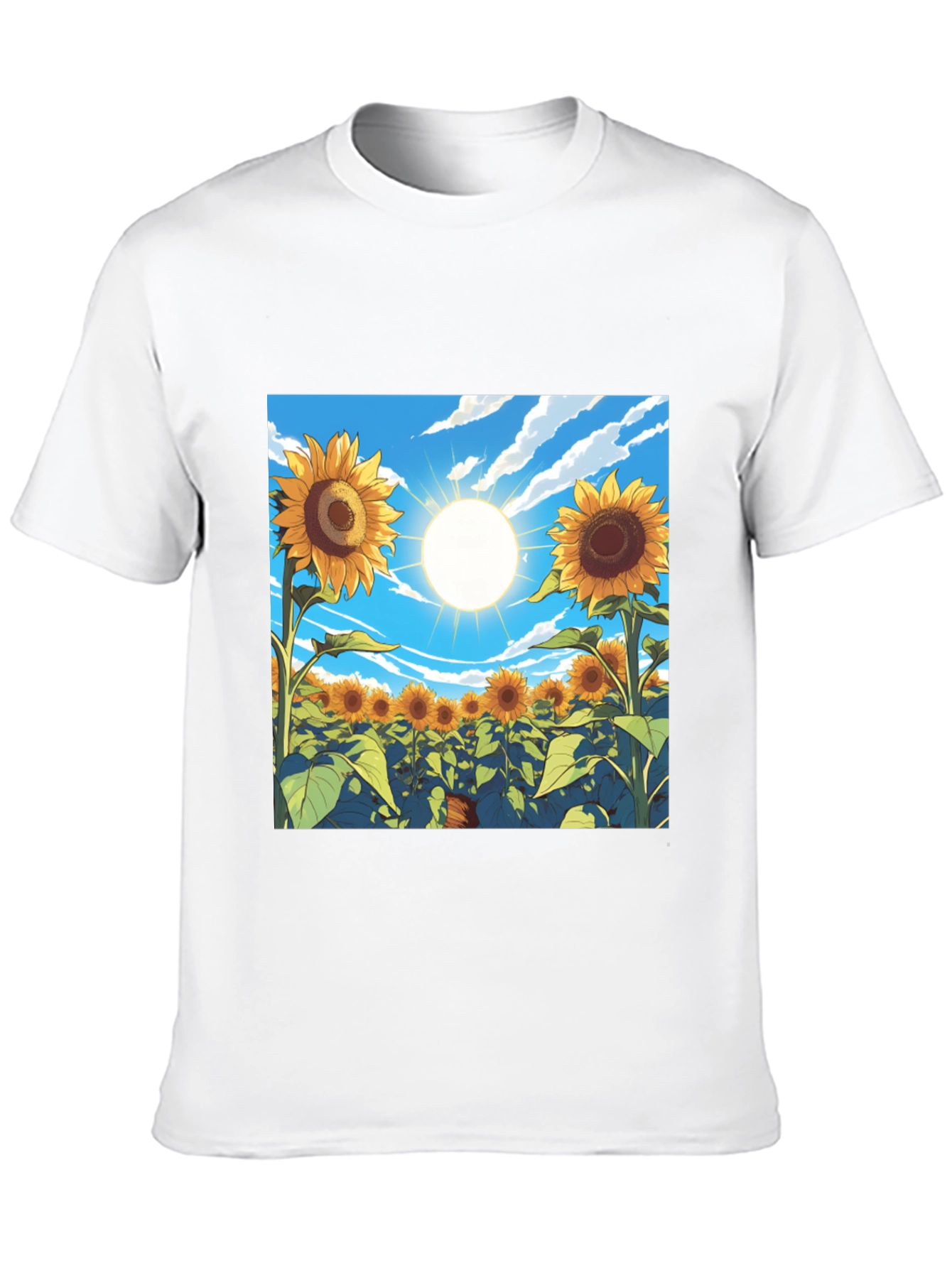 Black Sunflower Field Graphic T-Shirt - Black view 10