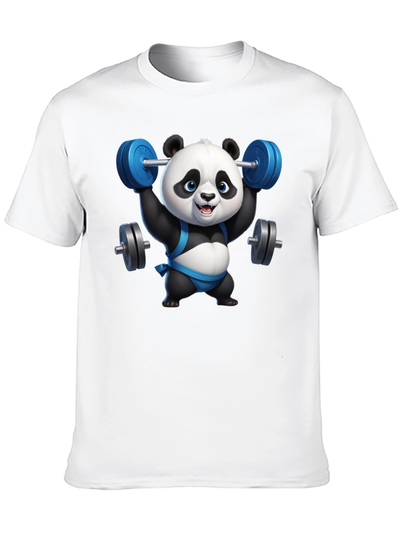 Black Funny Panda Lifting Weights Black T-Shirt view 10