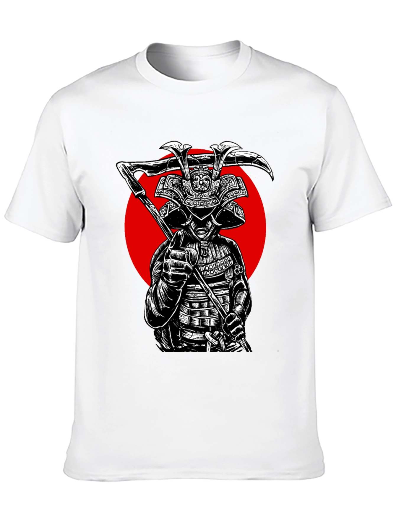 Black Samurai Warrior Graphic Tee - Black Cotton T-Shirt view 10