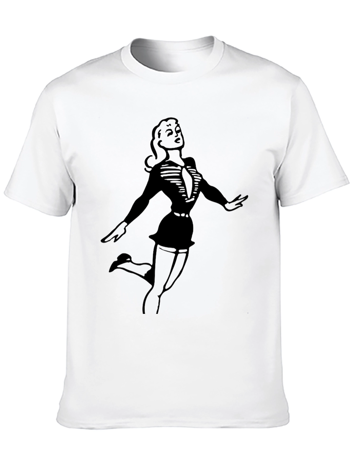 Black Retro Pin-Up Girl Graphic Tee - Classic Black T-Shirt view 10
