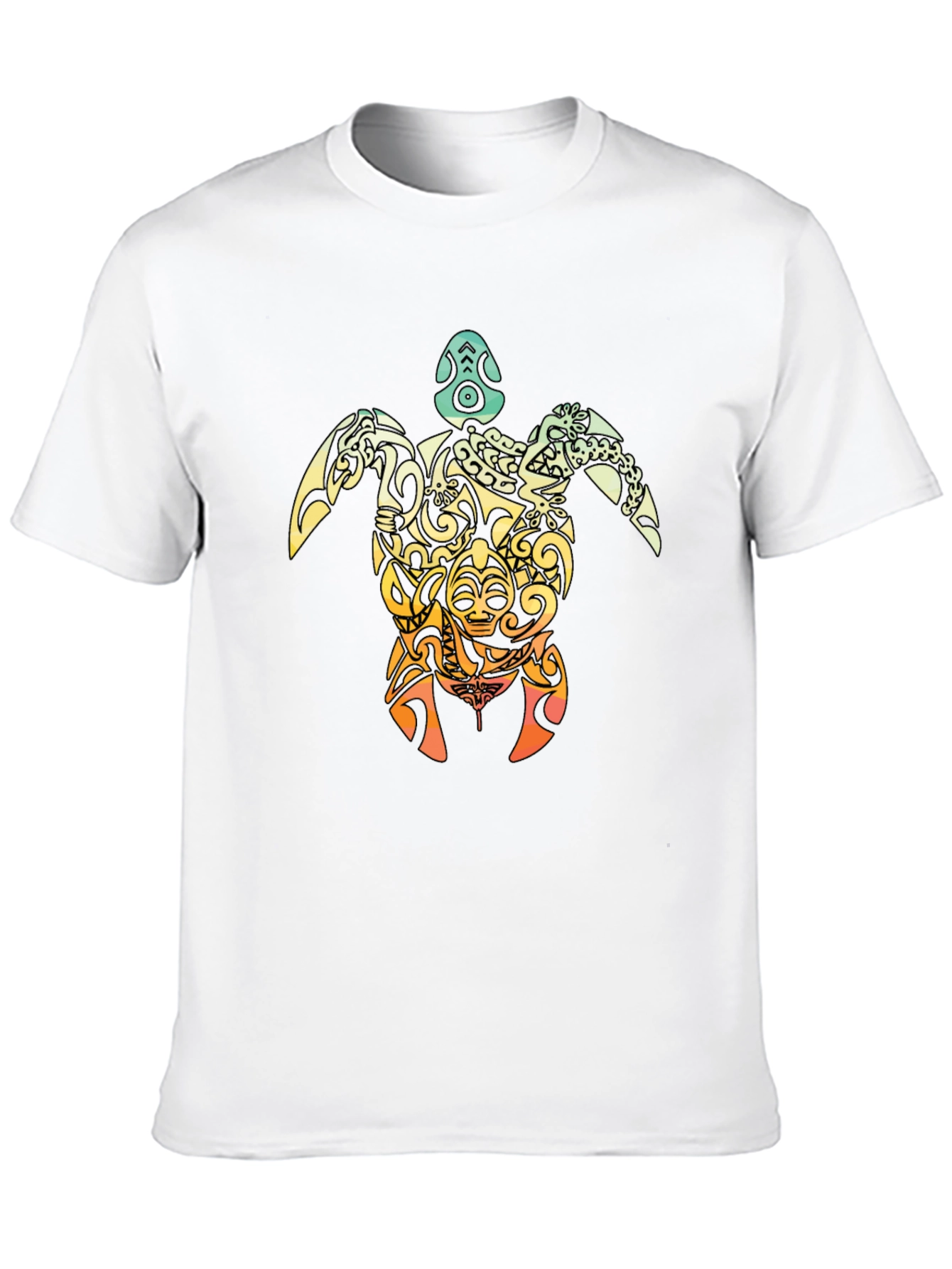 Black Tribal Turtle Graphic T-Shirt - Black view 10