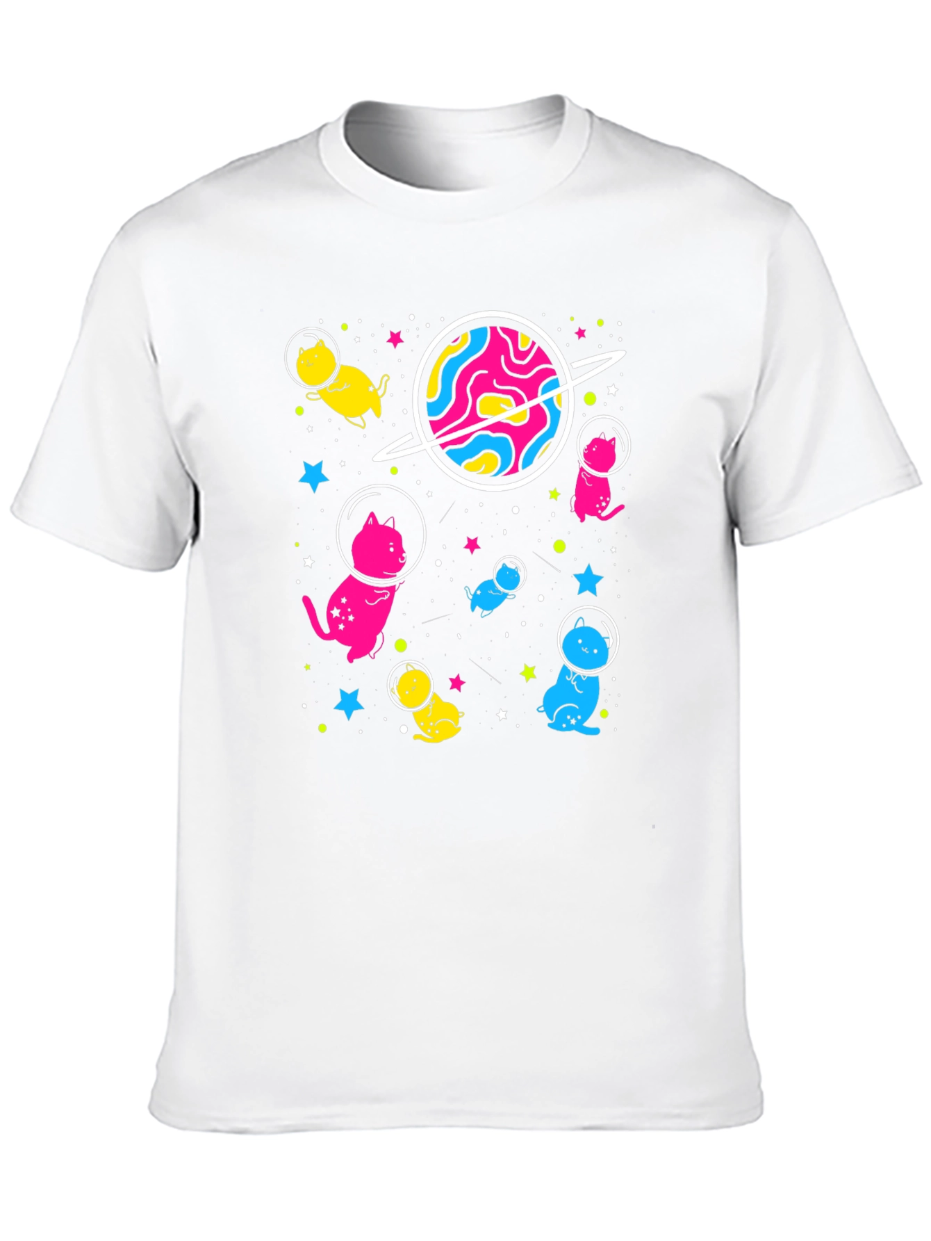 Black Space Cat T-Shirt - Funky Cosmic Design view 10