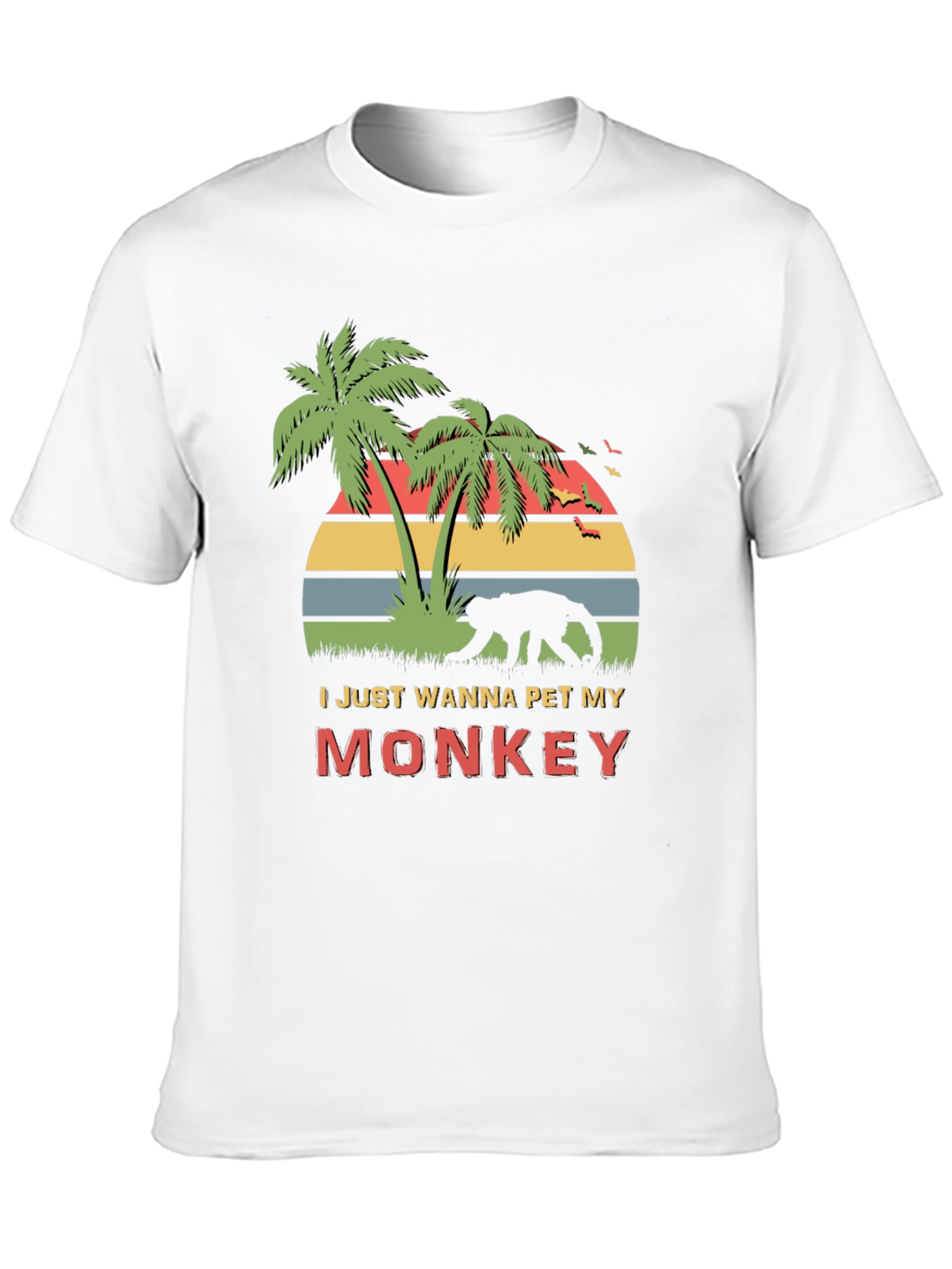Black Funny Monkey Lover T-Shirt - I Just Wanna Pet My Monkey view 10