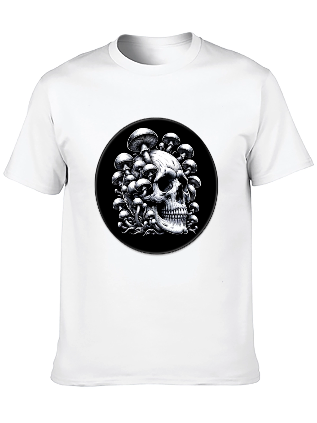 Black Skull & Mushroom Graphic Tee - Black view 10