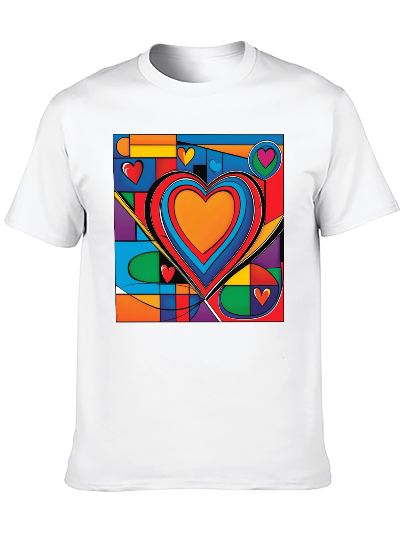Black Abstract Heart Graphic Tee - Modern Art T-Shirt view 10