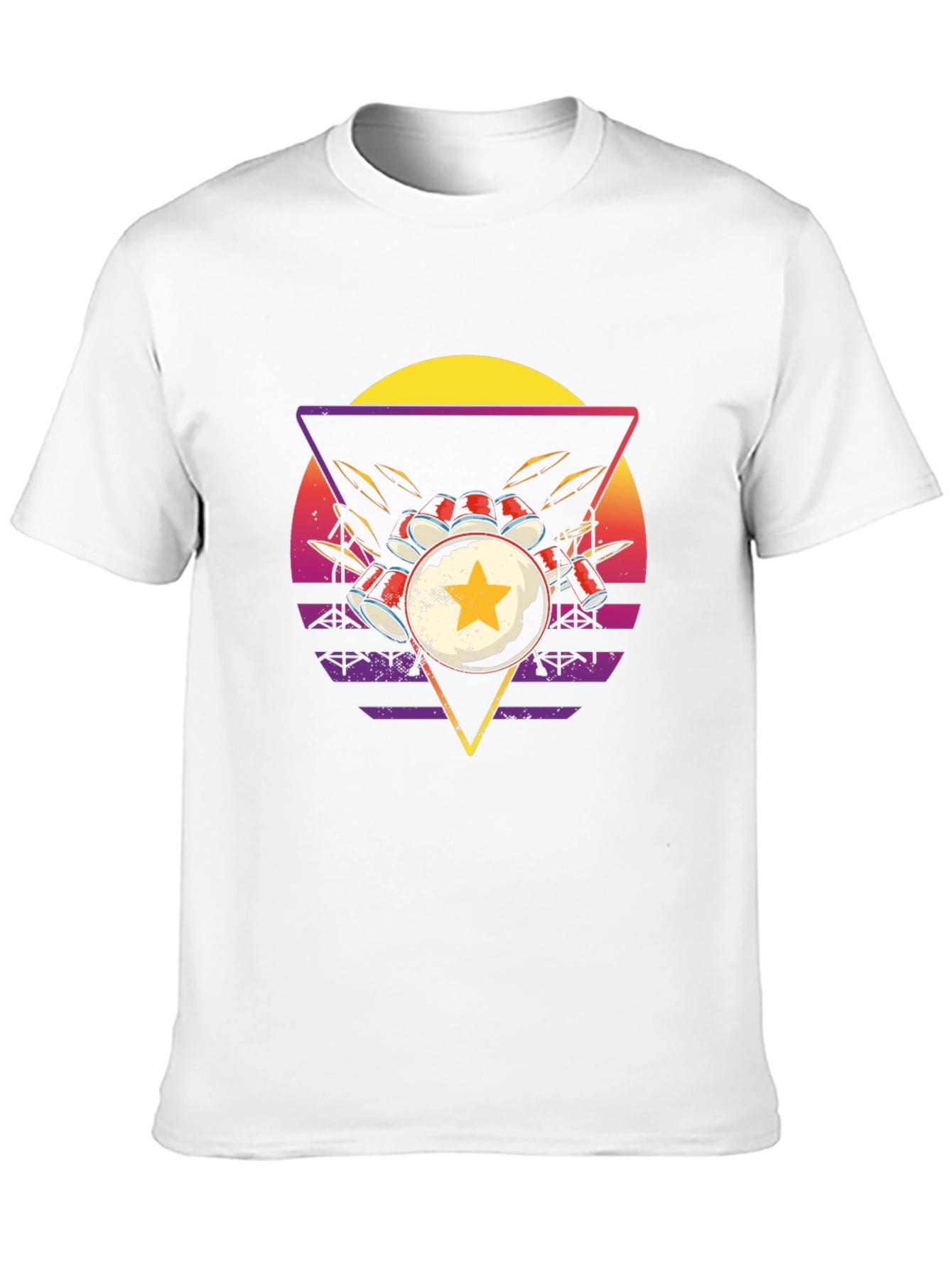 Black Retro Drum Kit Graphic Tee view 10