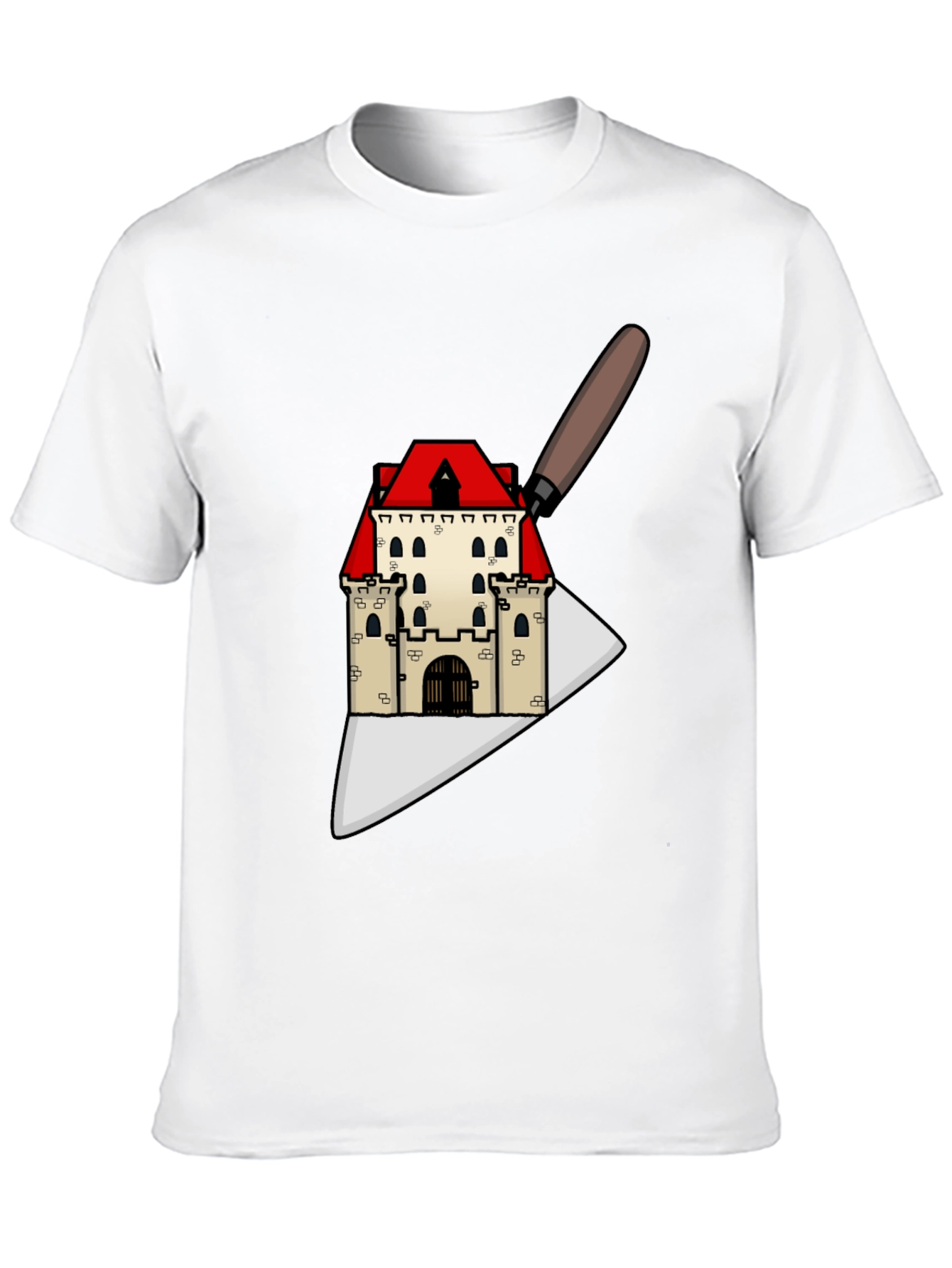 Black Architect T-Shirt: Castle on Trowel Design view 10