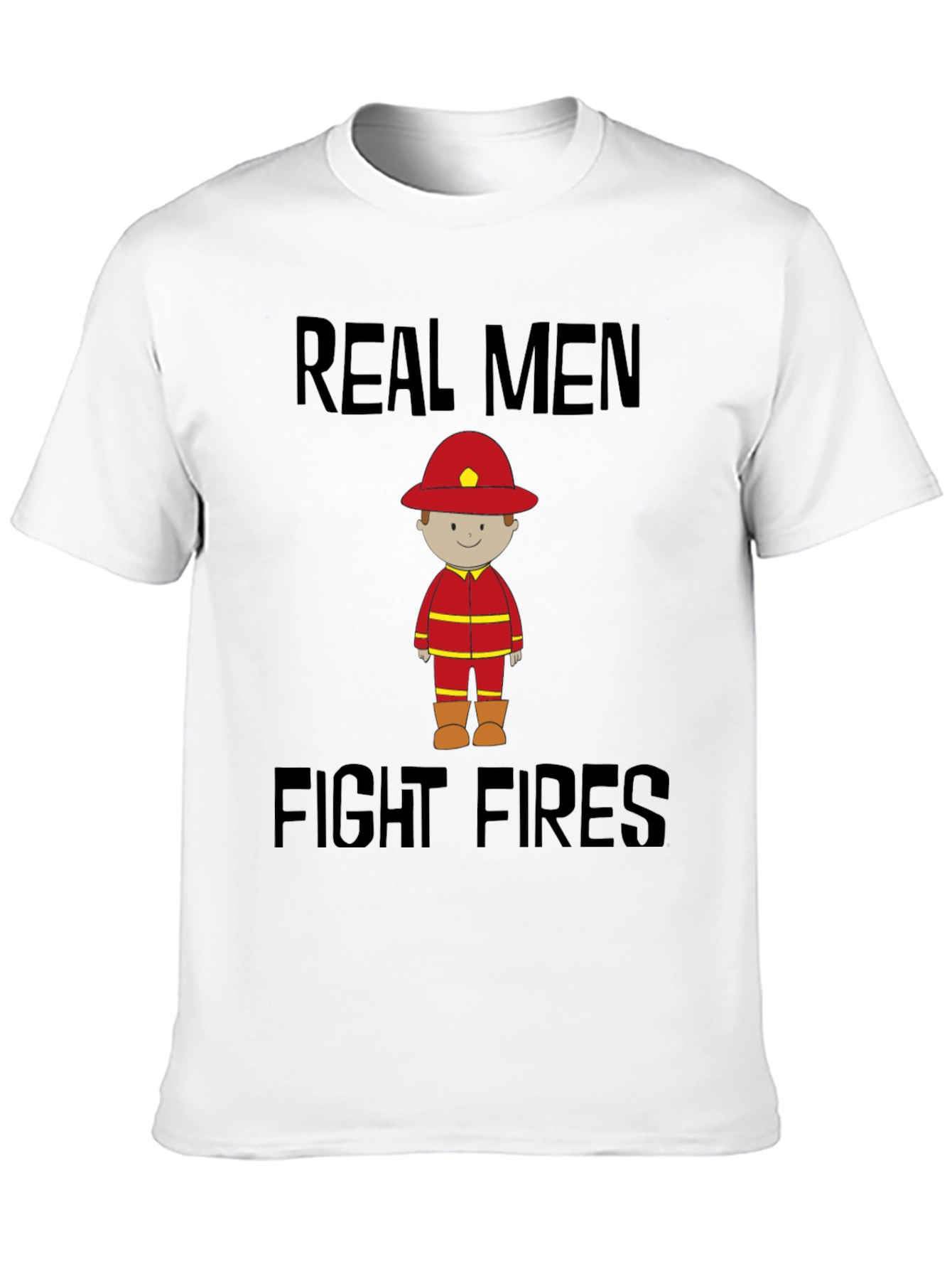 Black Real Men Fight Fires Graphic Tee view 10