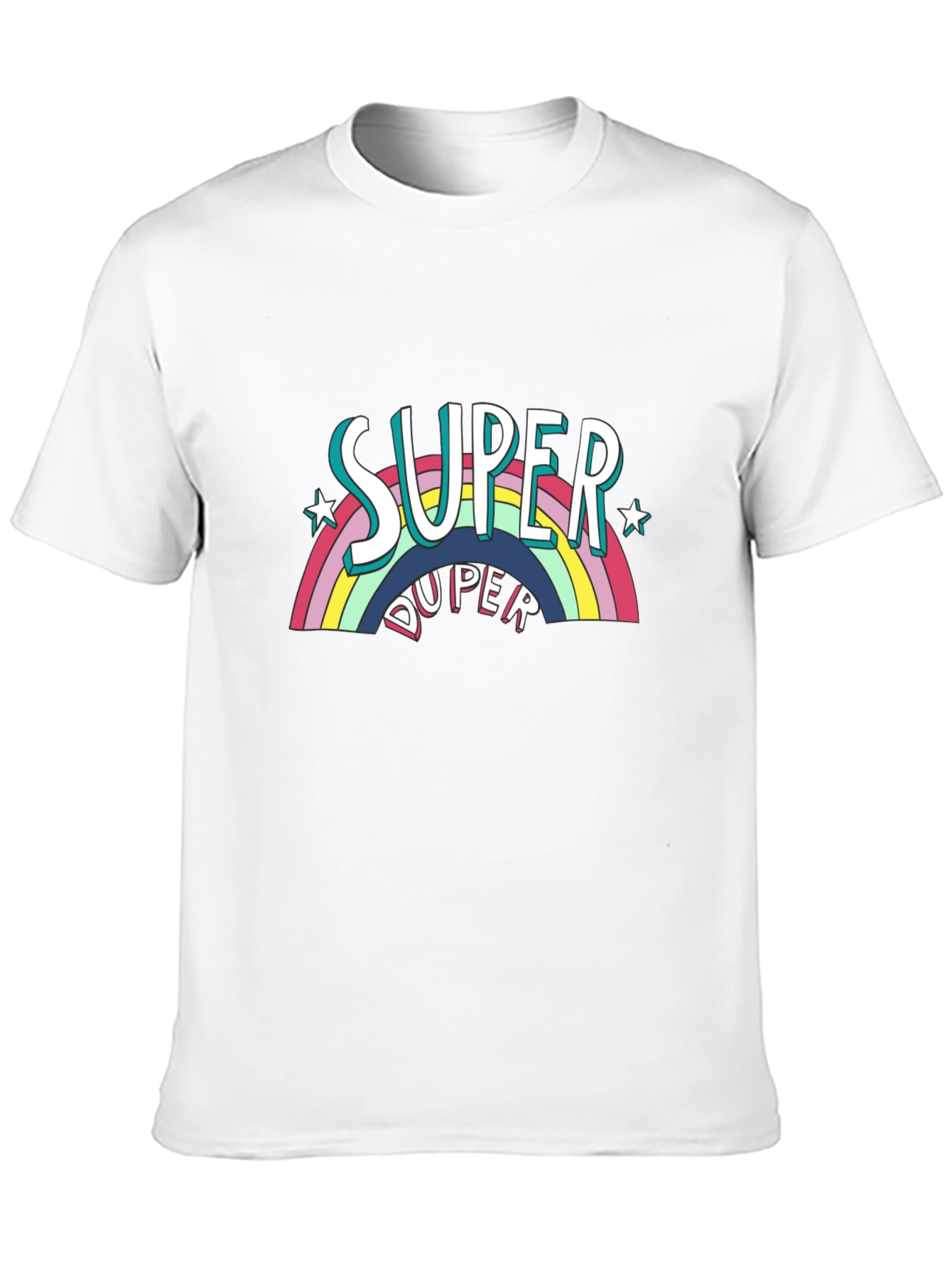 Black Super Duper Rainbow Graphic Tee - Black Cotton Casual T-Shirt view 10