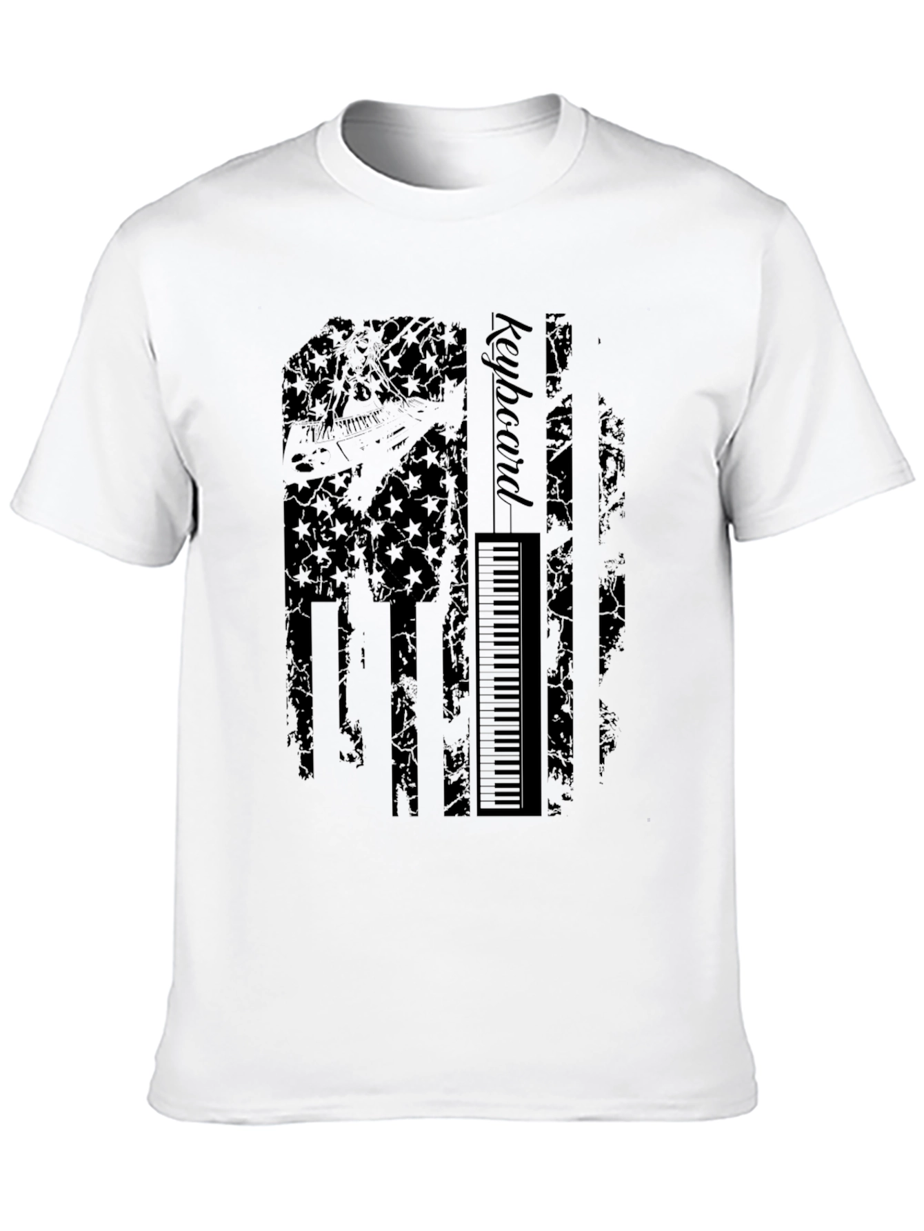 Black Keyboard American Flag Graphic T-Shirt view 10