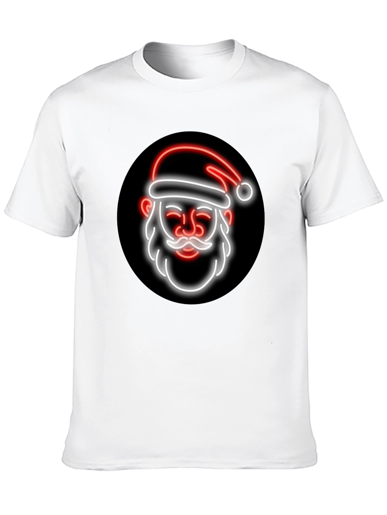 Black Neon Santa Graphic Tee - Black Holiday T-Shirt view 10