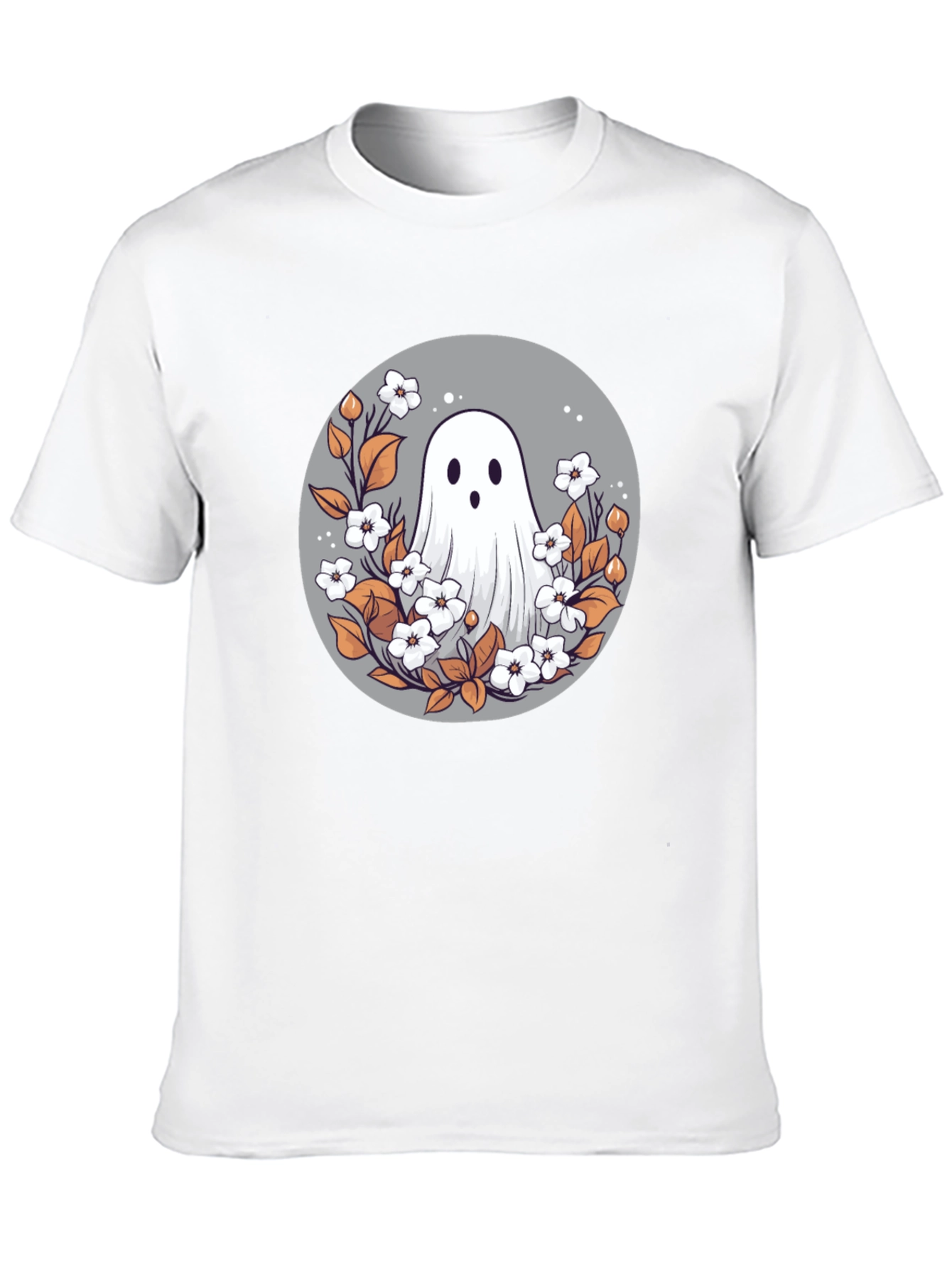 Black Ghostly Floral T-Shirt - Spooky Cute Design view 10