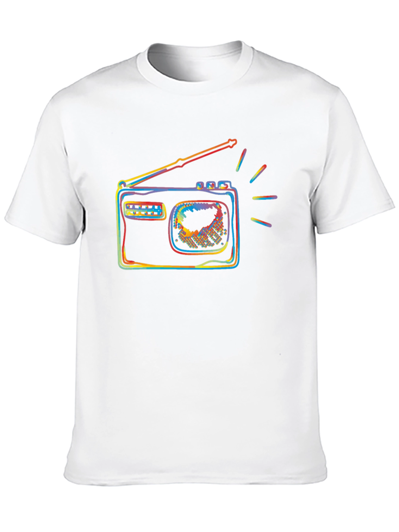 Black Retro Radio Colorful Graphic Black T-Shirt view 10