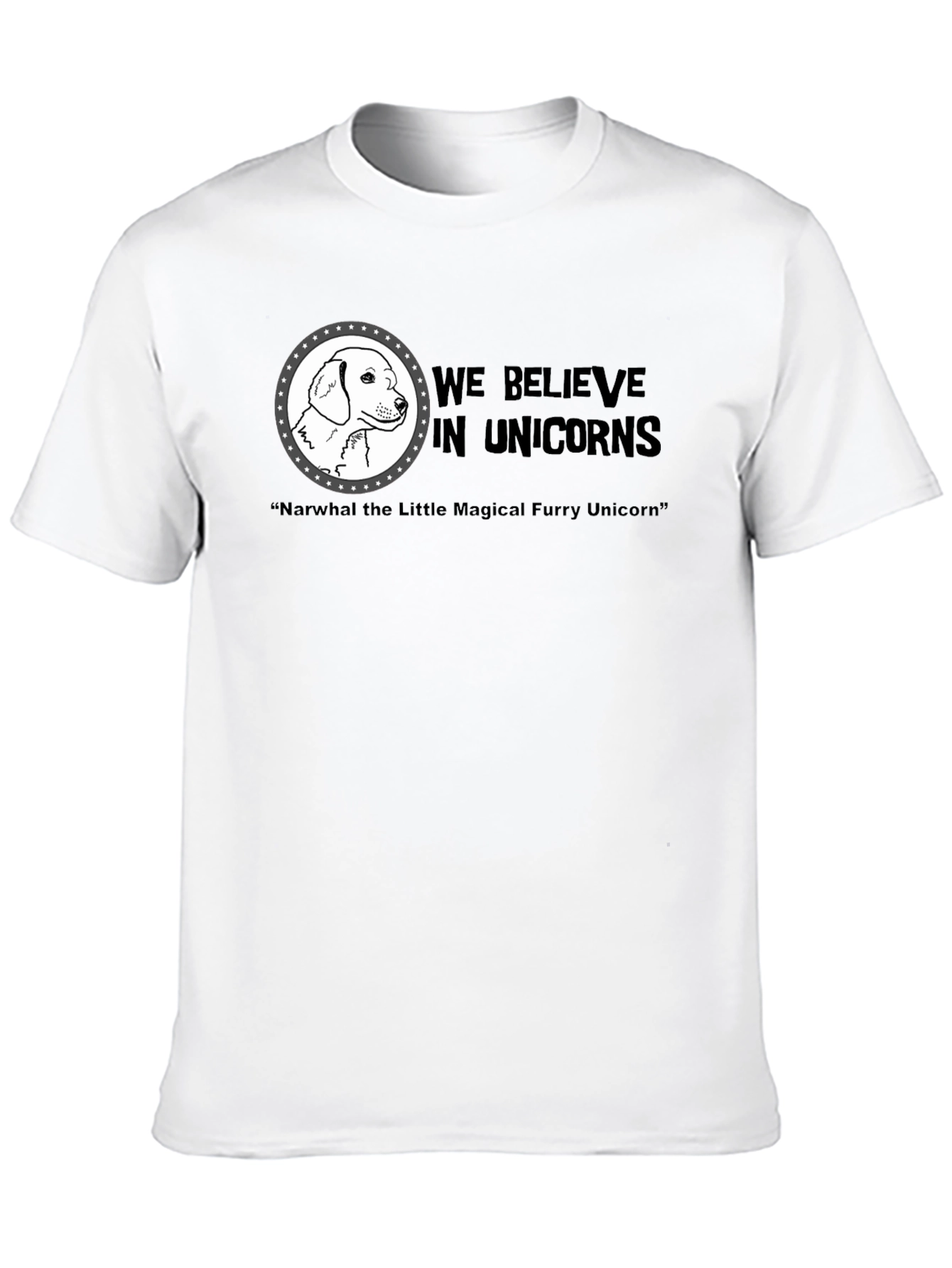 Black We Believe In Unicorns Dog T-Shirt view 10