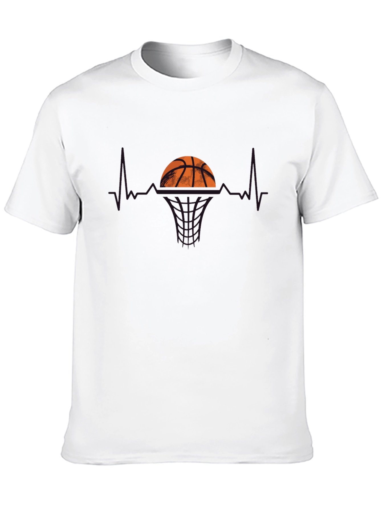 Black Basketball Heartbeat Graphic T-Shirt - Black view 10