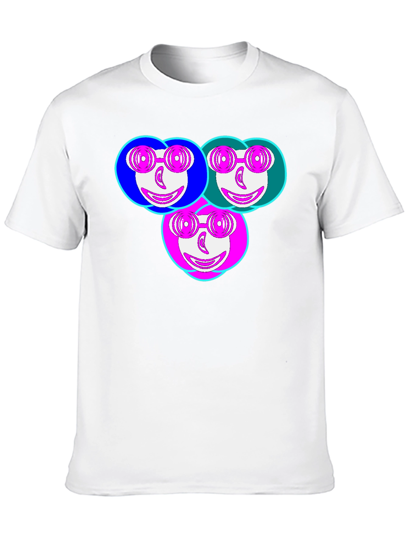 Black Funky Faces Graphic Tee - Black Cotton Casual T-Shirt view 10