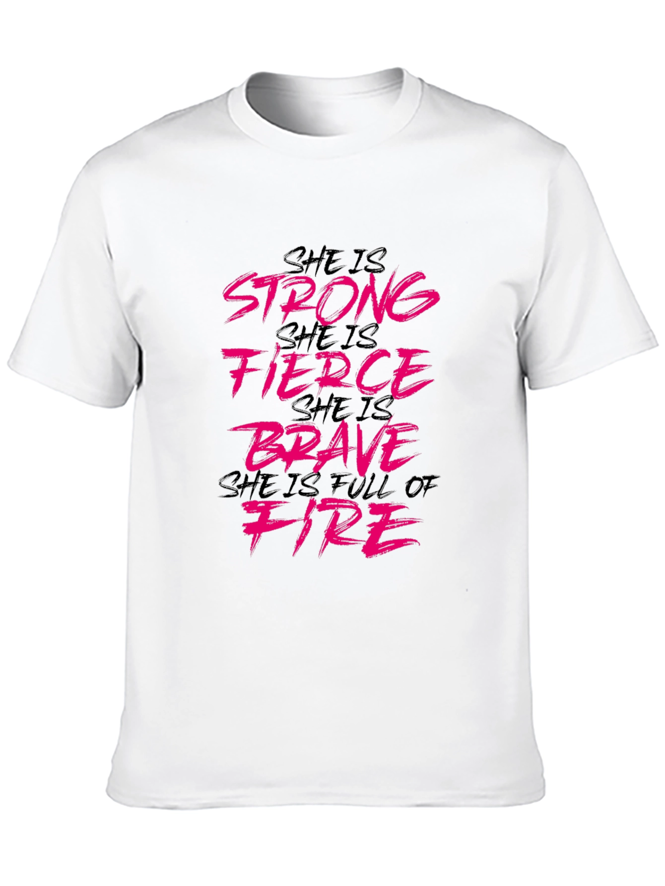 Black She is Strong Tee: Fierce, Brave, Full of Fire Black T-Shirt view 10