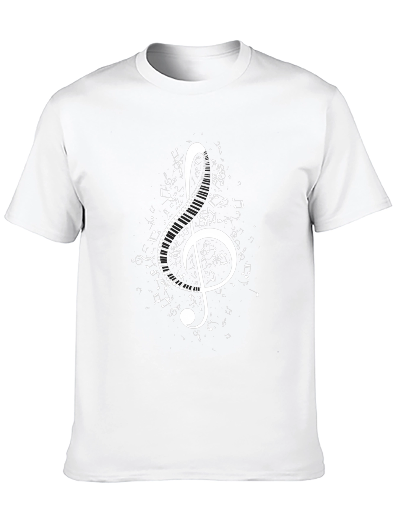 Black Musical Treble Clef T-Shirt - Black Cotton Tee view 10
