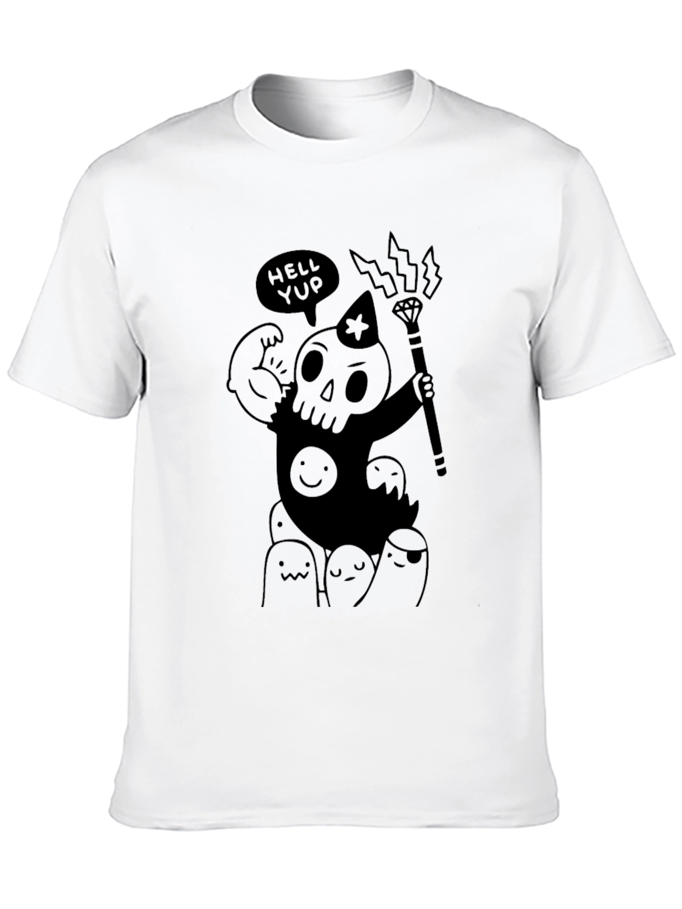 Black Hell Yup Skeleton T-Shirt - Black Graphic Tee view 10