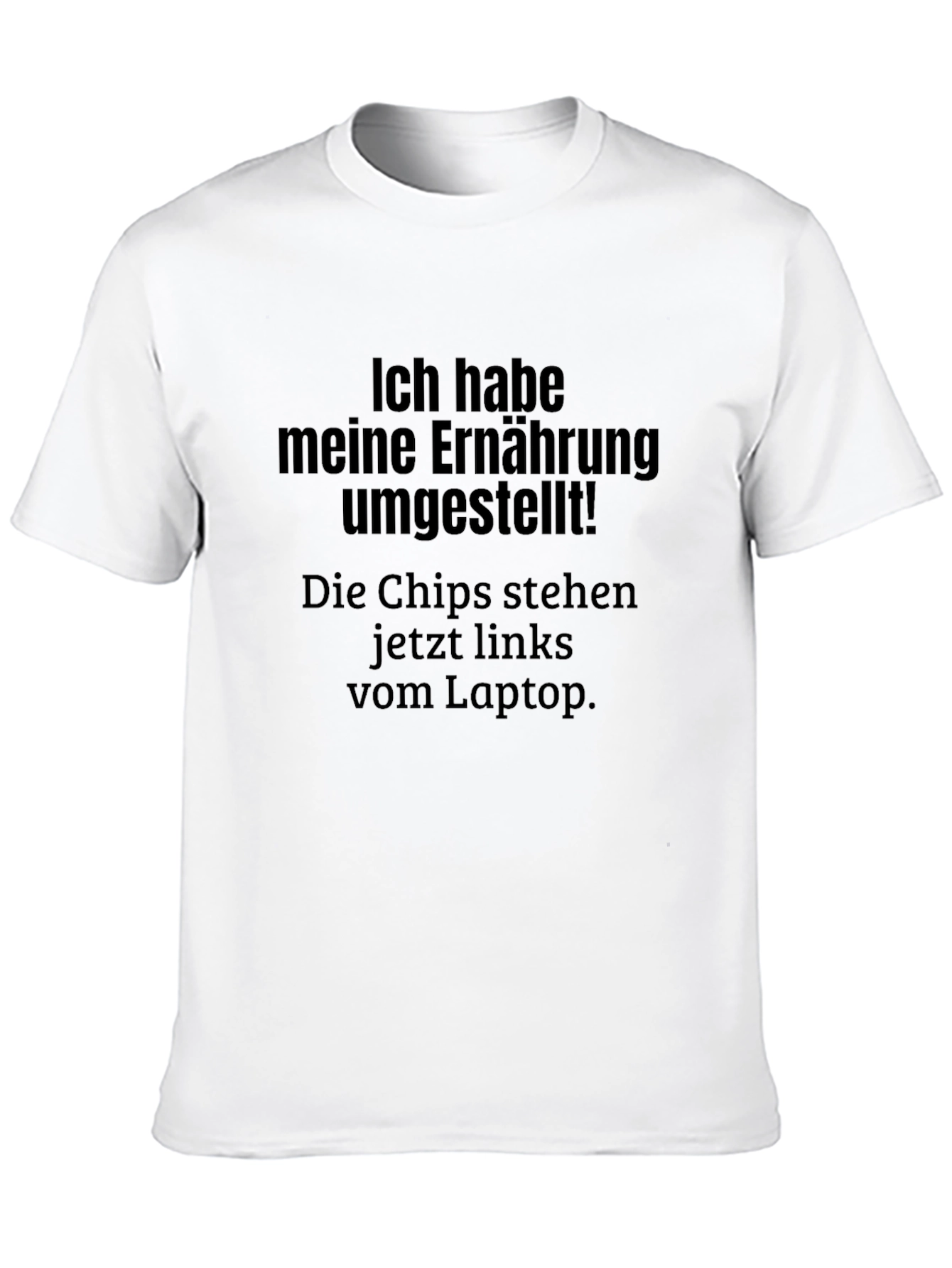 Black Funny German Diet T-Shirt - "Chips on the Left" view 10