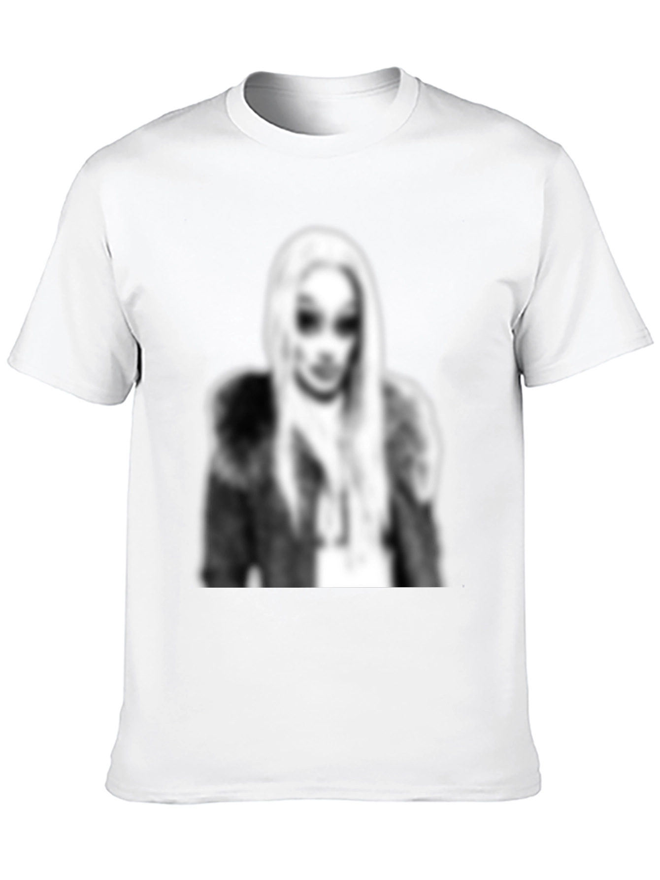 Black Black Graphic Tee - Woman with Fur Coat Print view 10