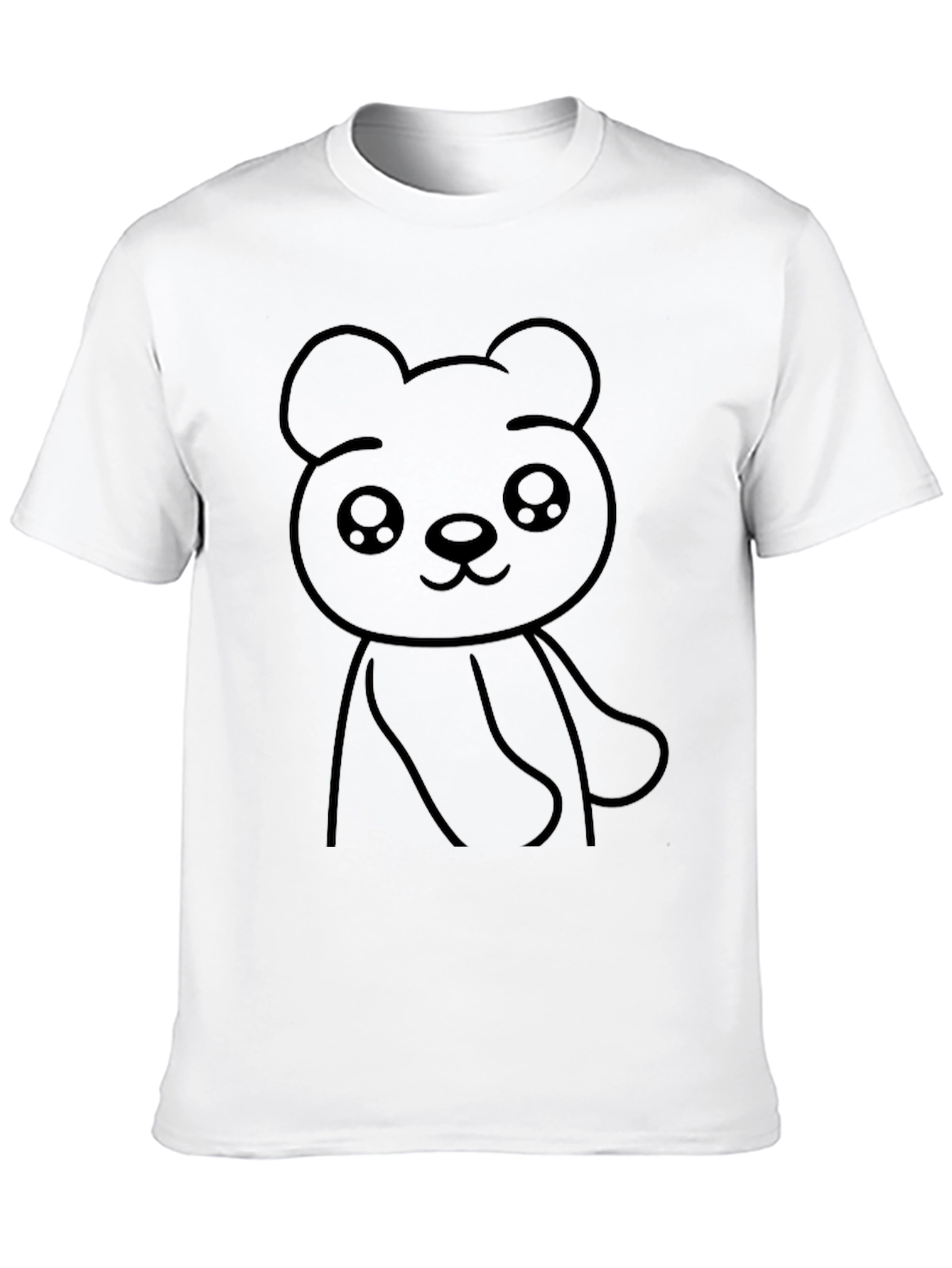 Black Cute Bear Graphic Tee - Black Cotton Blend T-Shirt view 10