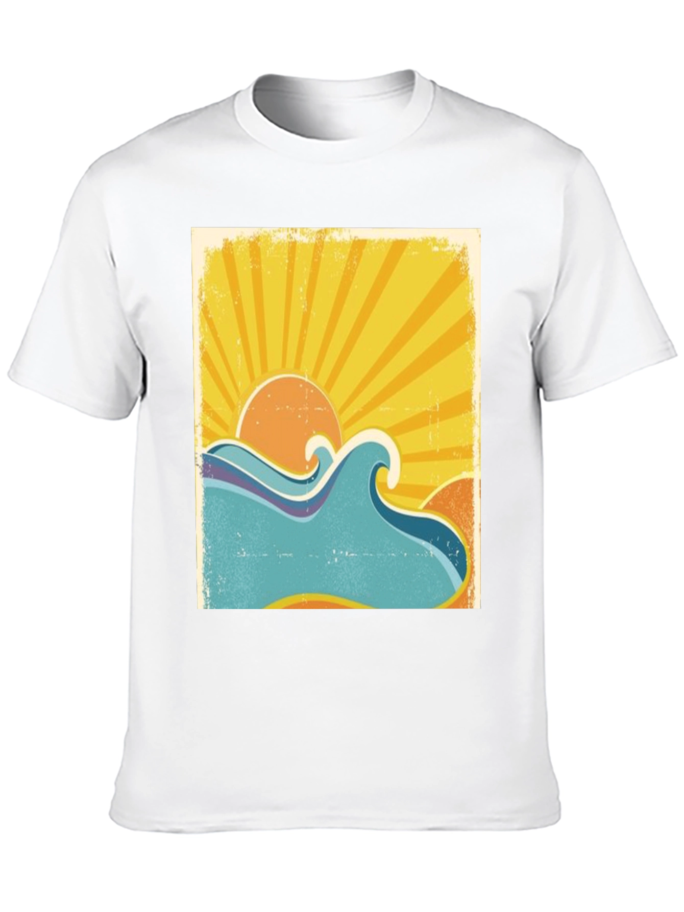 Black Vintage Wave & Sun Graphic Tee - Black view 10