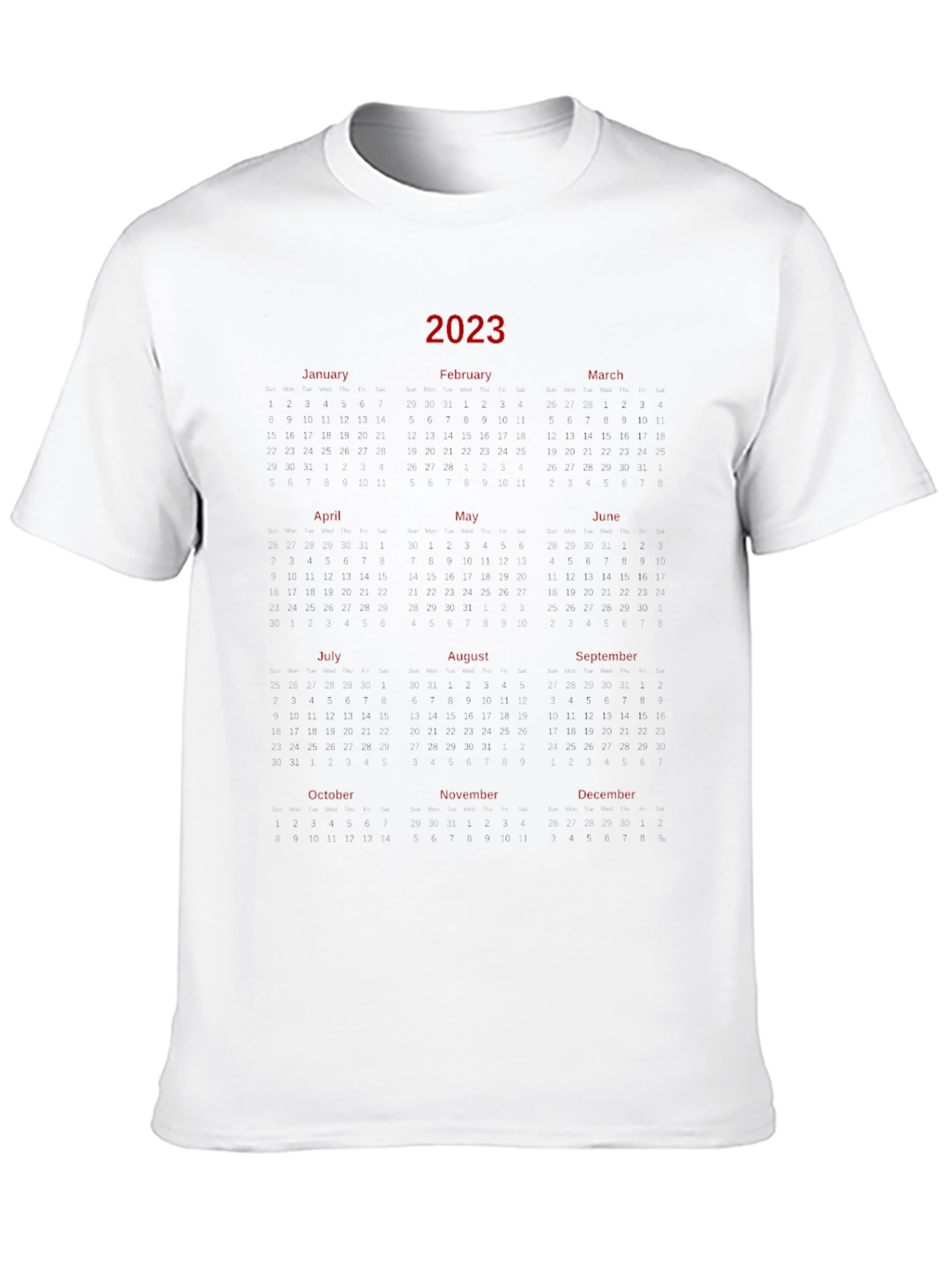 Black 2023 Calendar T-Shirt - Unique Year Planner Tee view 10