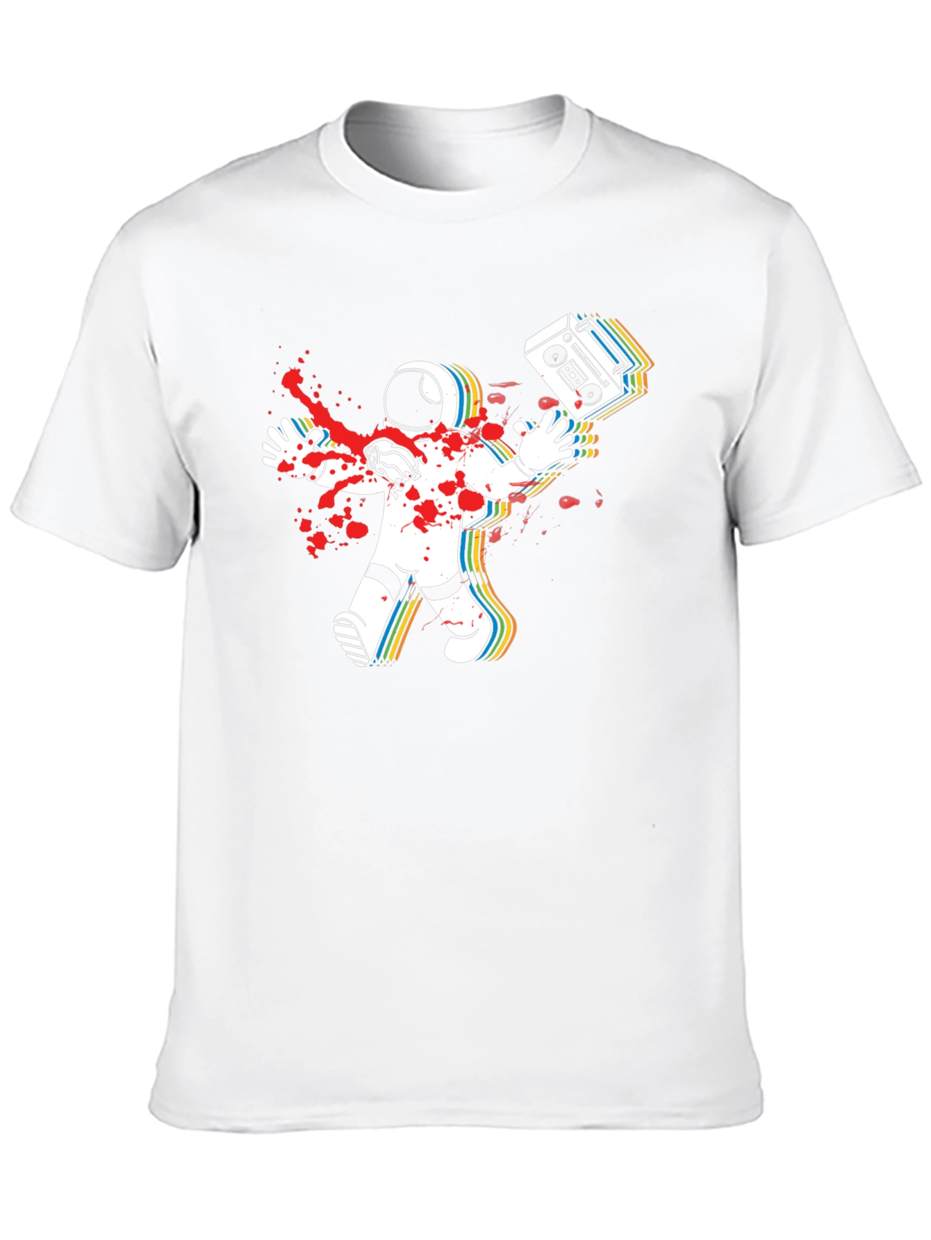 Black Astronaut Boombox Men's Black T-Shirt view 10