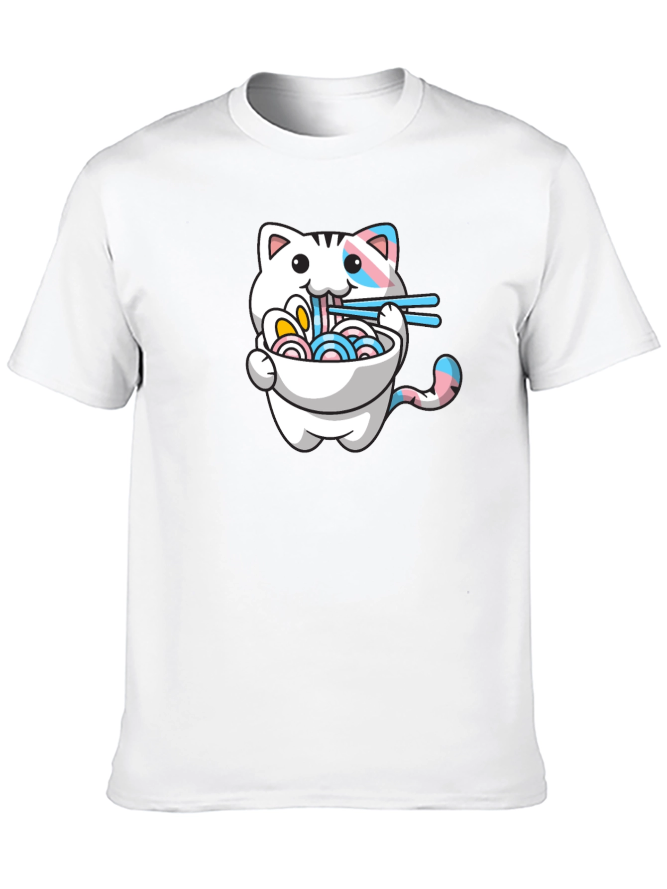 Black Cute Cat Ramen T-Shirt - Trans Pride view 10
