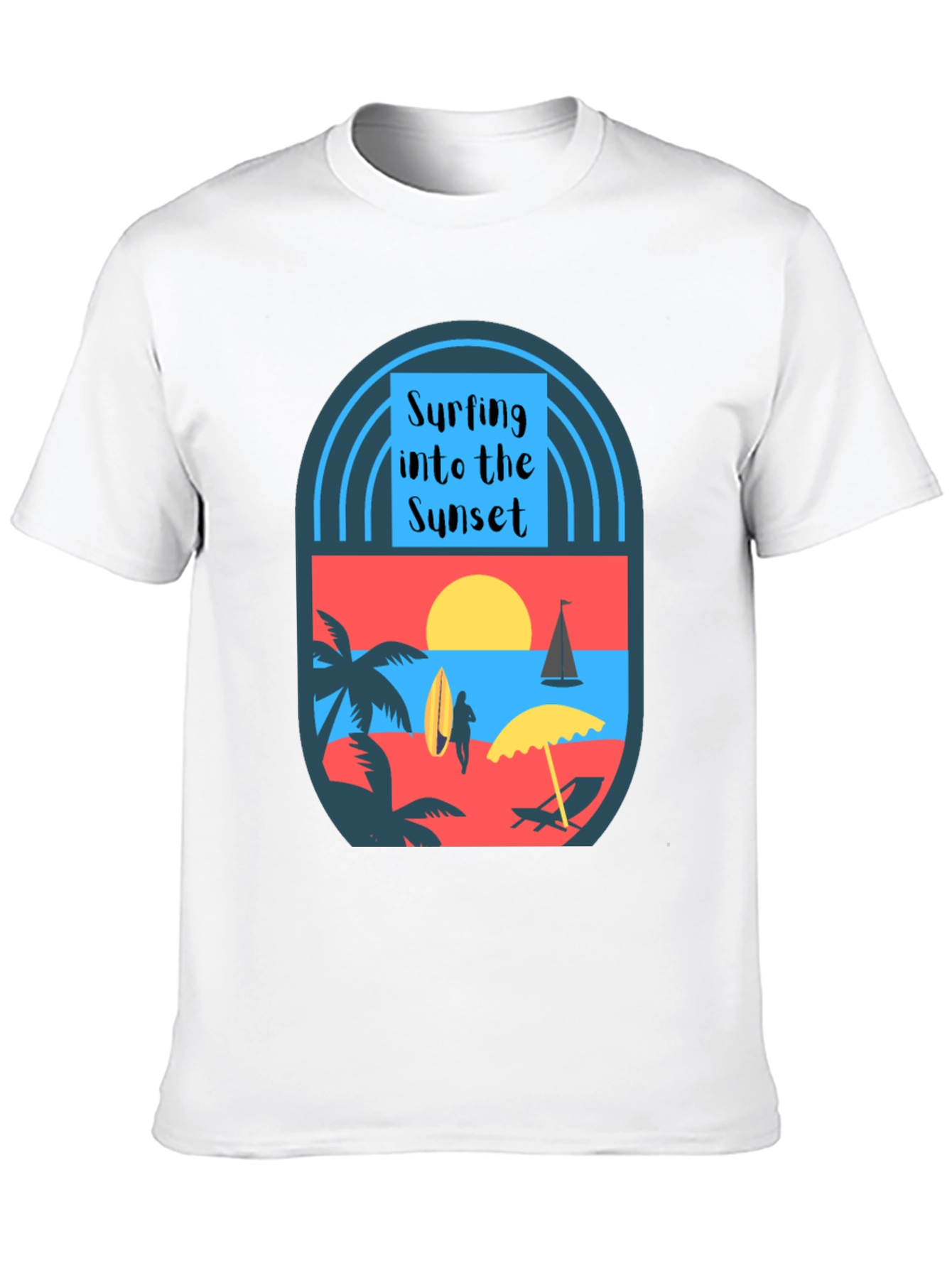 Black Surfing Into the Sunset Graphic Tee view 10