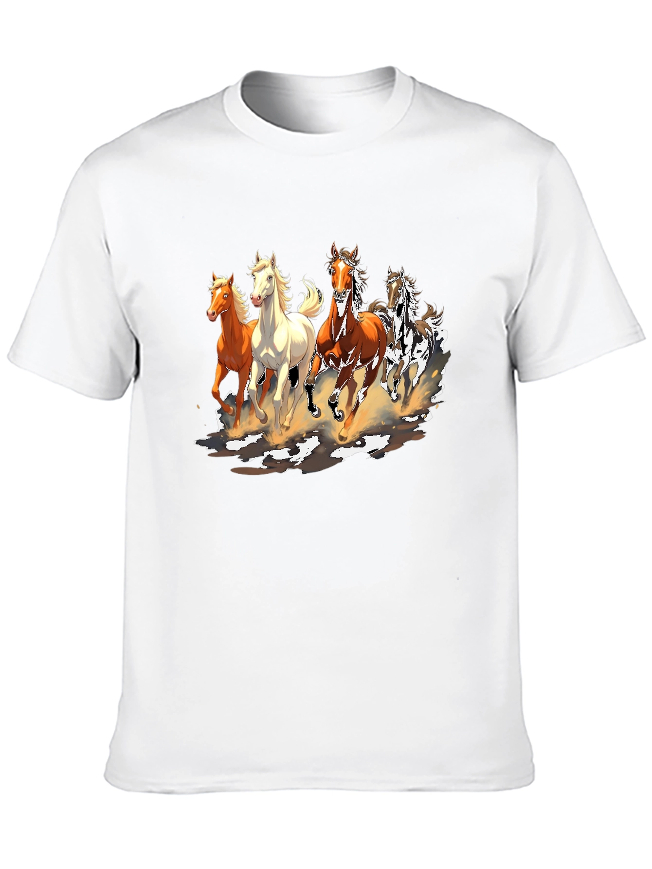 Black Horse Print Crew Neck T-Shirt view 10