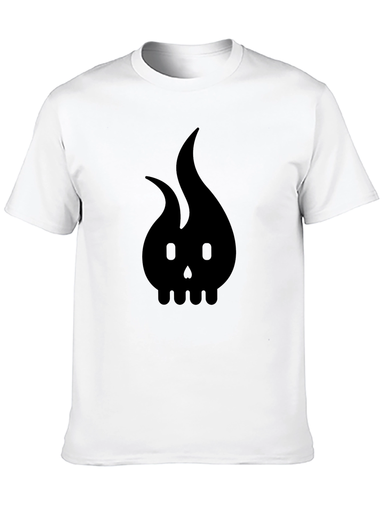 Black Flame Skull Graphic Tee - Bold Black T-Shirt view 10