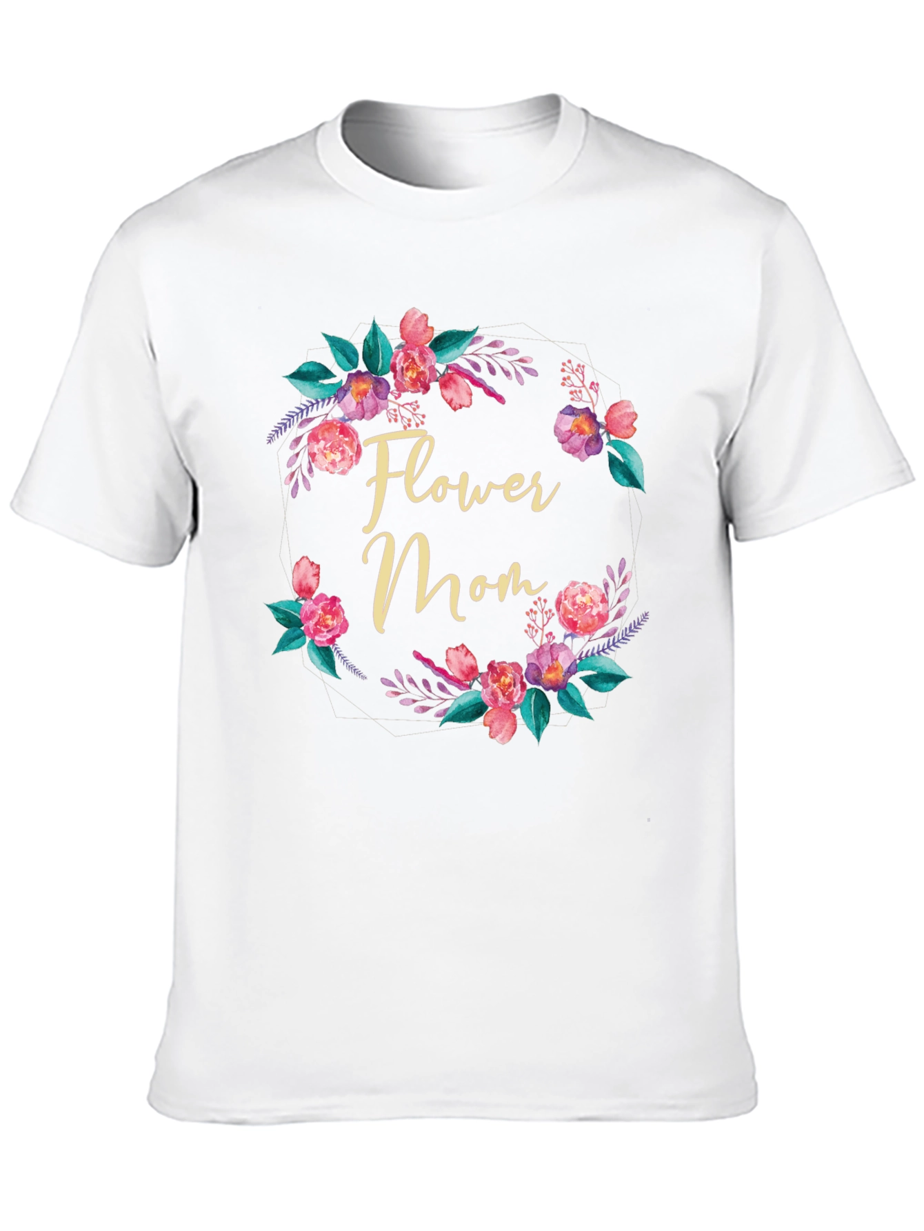 Black Flower Mom T-Shirt - Floral Wreath Design view 10