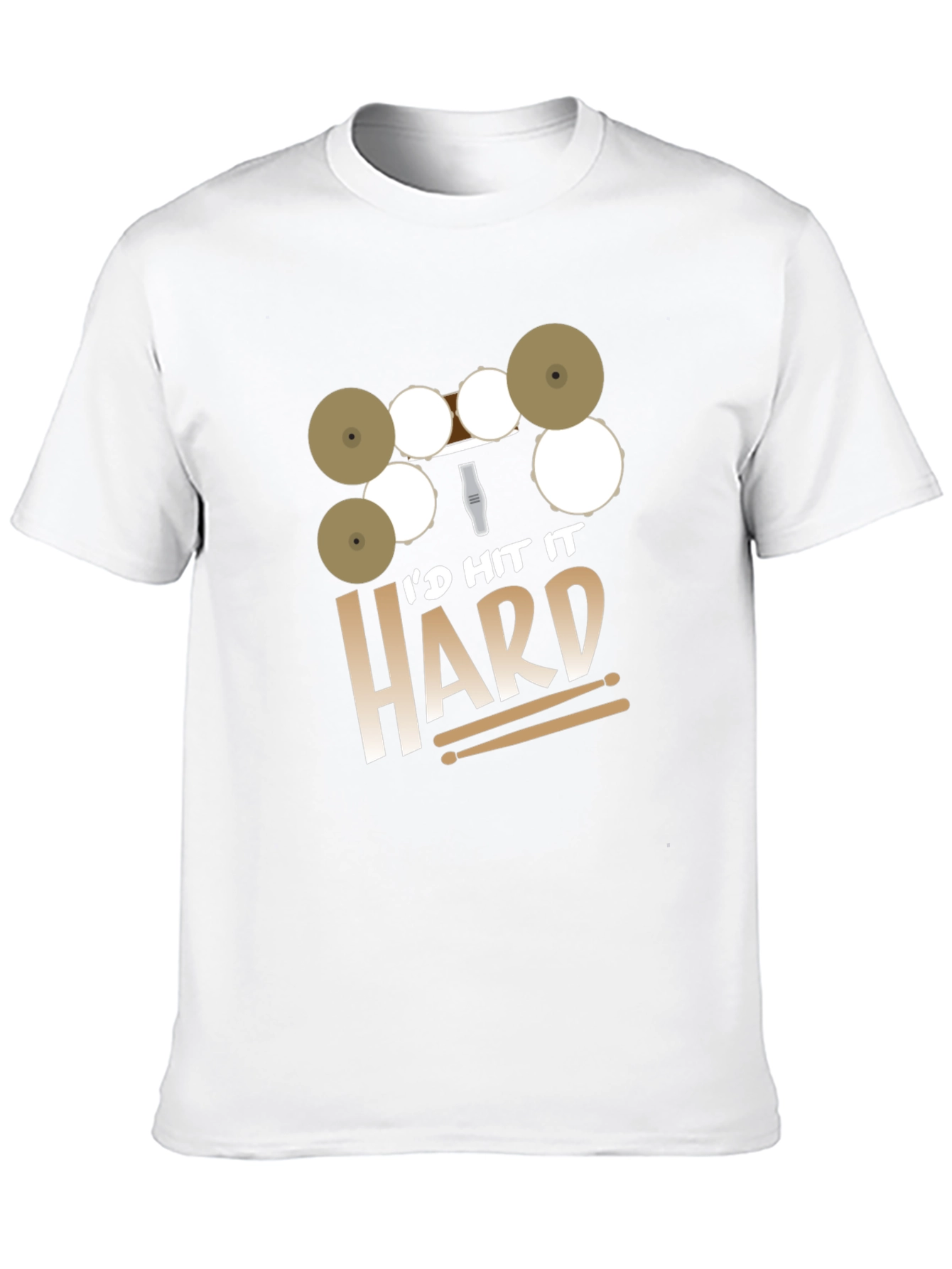 Black I'd Hit It Hard Drummer Black T-Shirt view 10