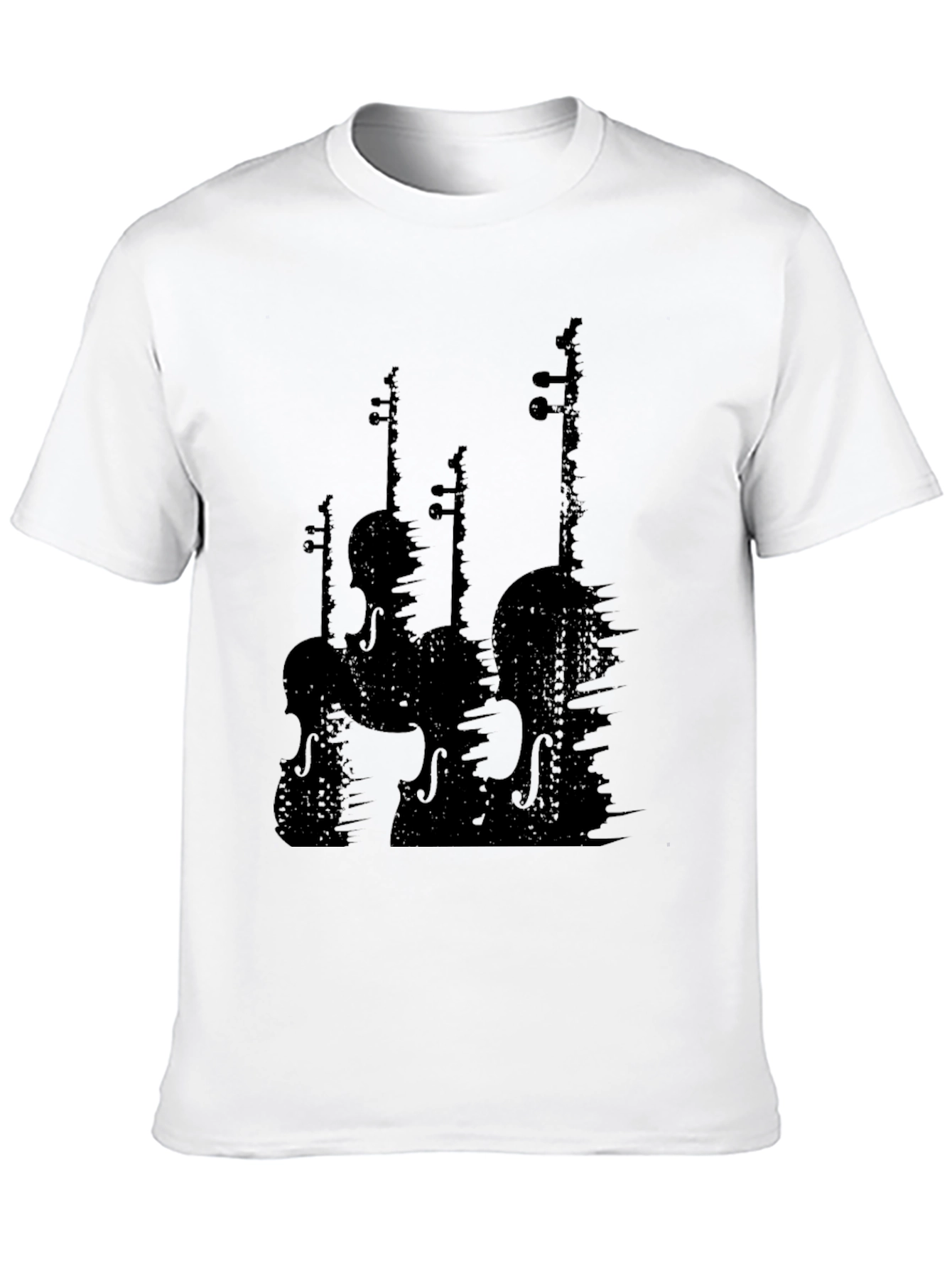 Black Silhouette Violins Graphic Tee - Black Cotton view 10