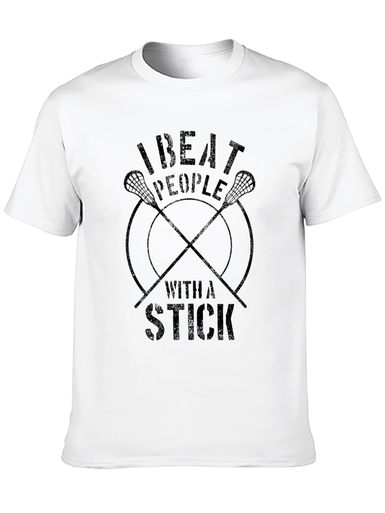 Black I Beat People With A Stick T-Shirt view 10