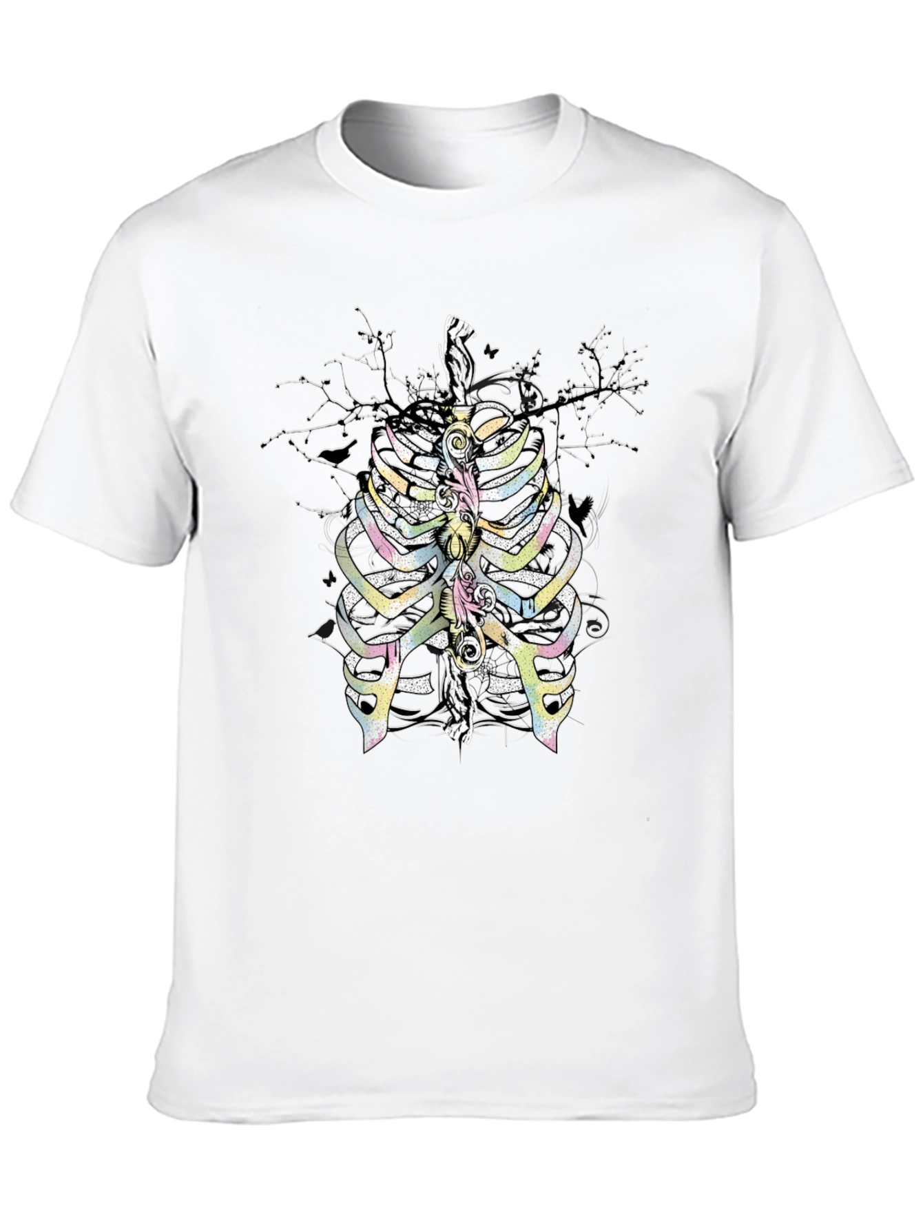 Black Rib Cage Graphic T-Shirt - Quirky Skeleton Design view 10