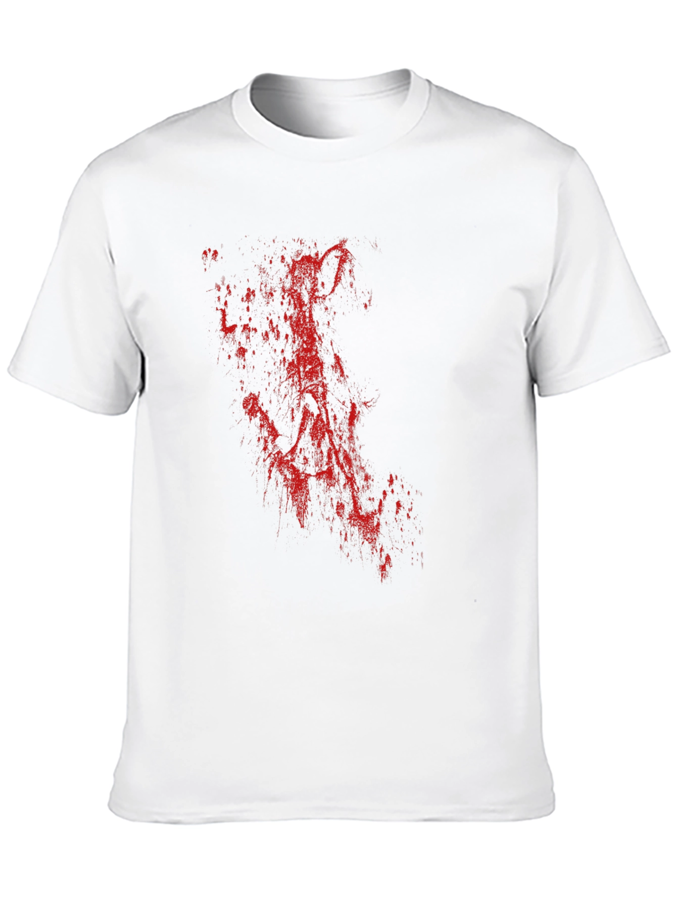 Black Men's Black T-Shirt with Red Abstract Print view 10