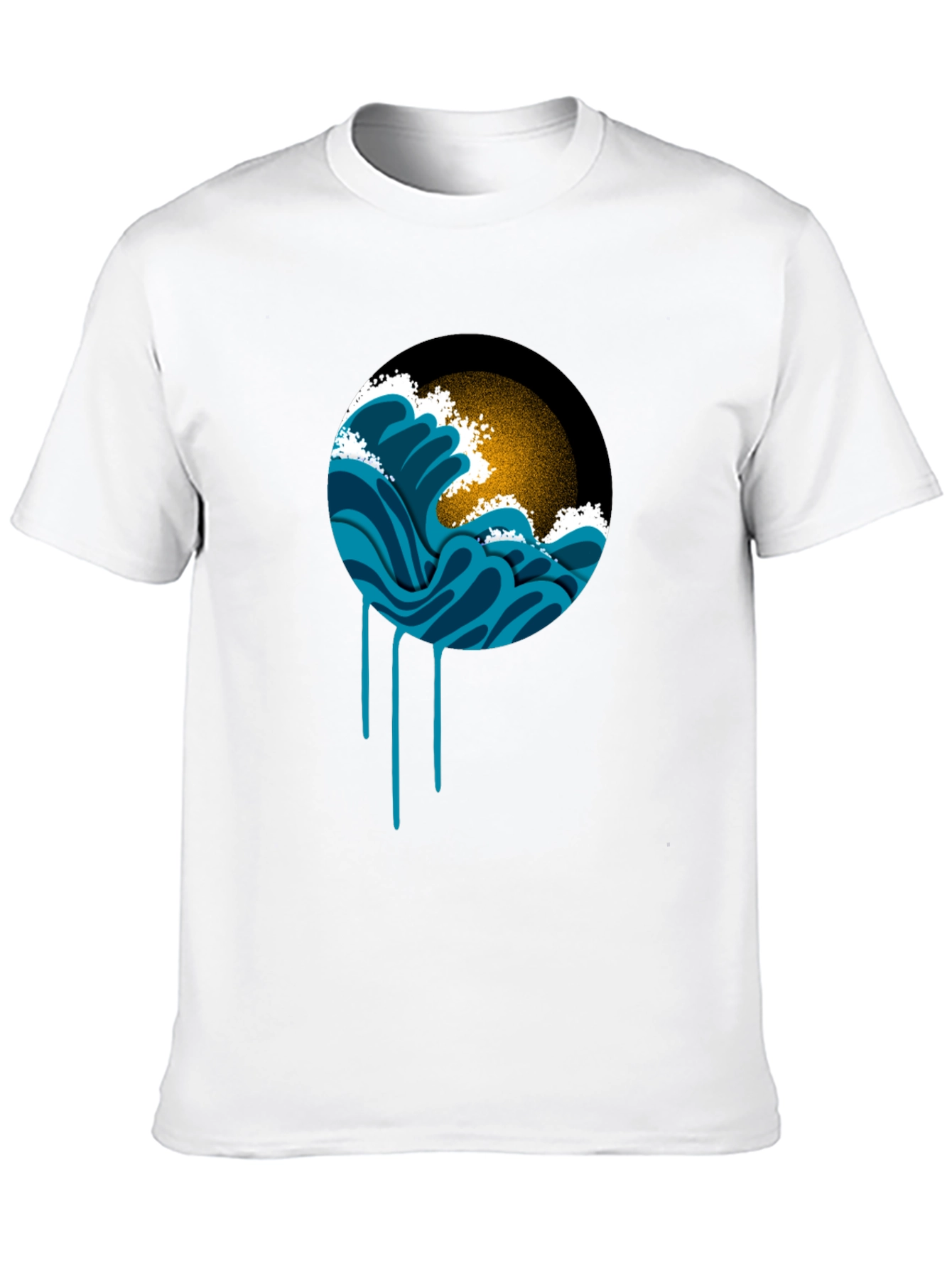 Black Ocean Wave Graphic Black T-Shirt view 10