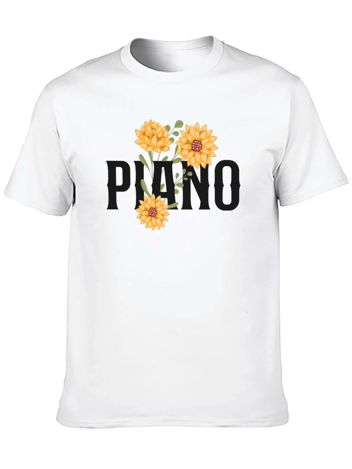 Black Floral T-Shirt - Black Cotton Tee with Sunflower Design view 10