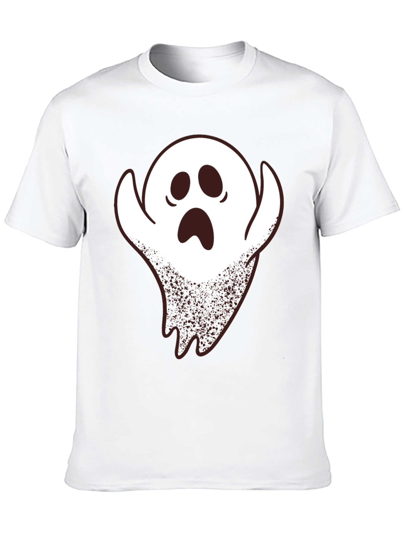 Black Spooky Ghost Graphic Print Black T-Shirt view 10
