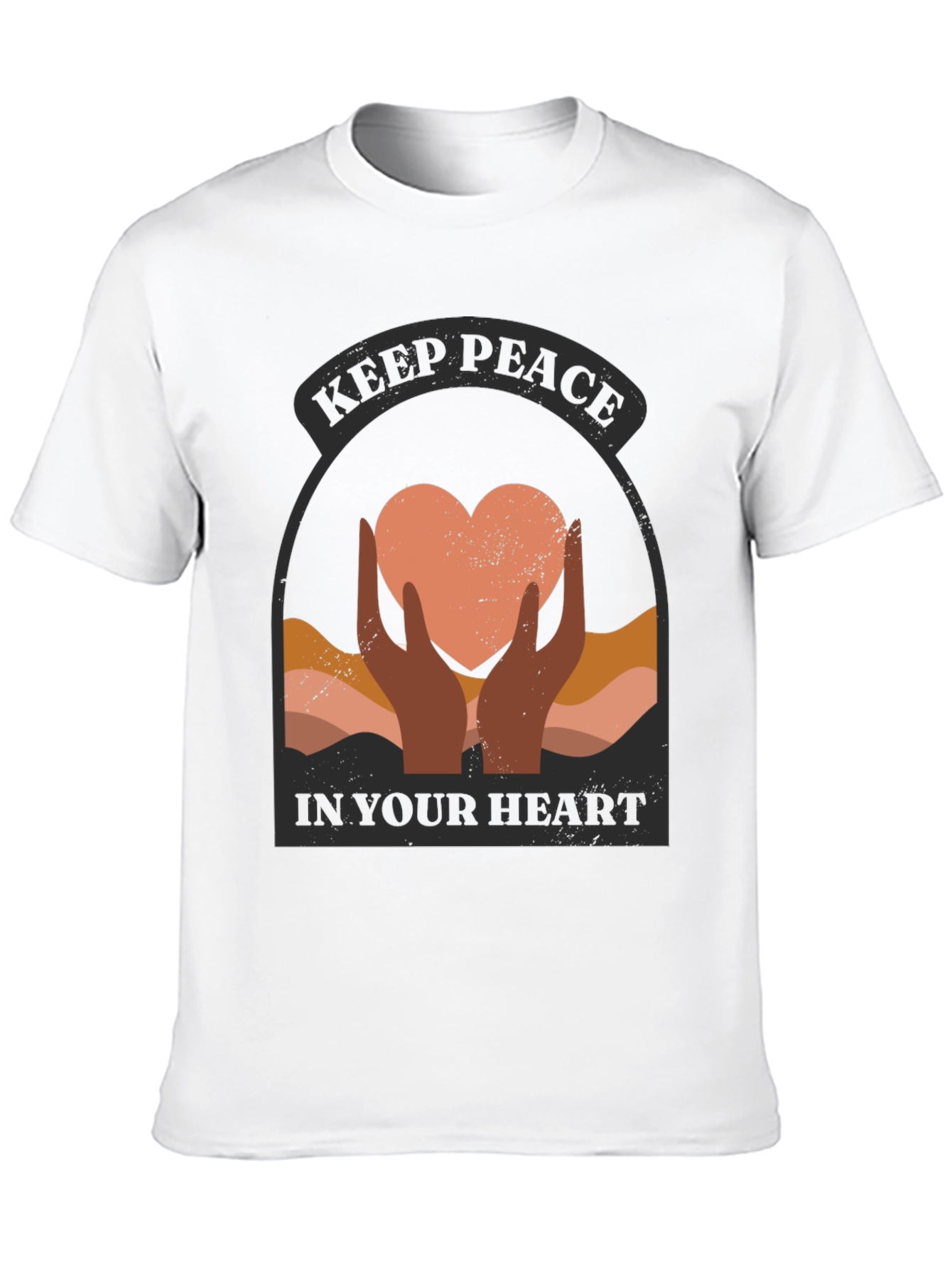 Black Keep Peace Heart Graphic T-Shirt view 10